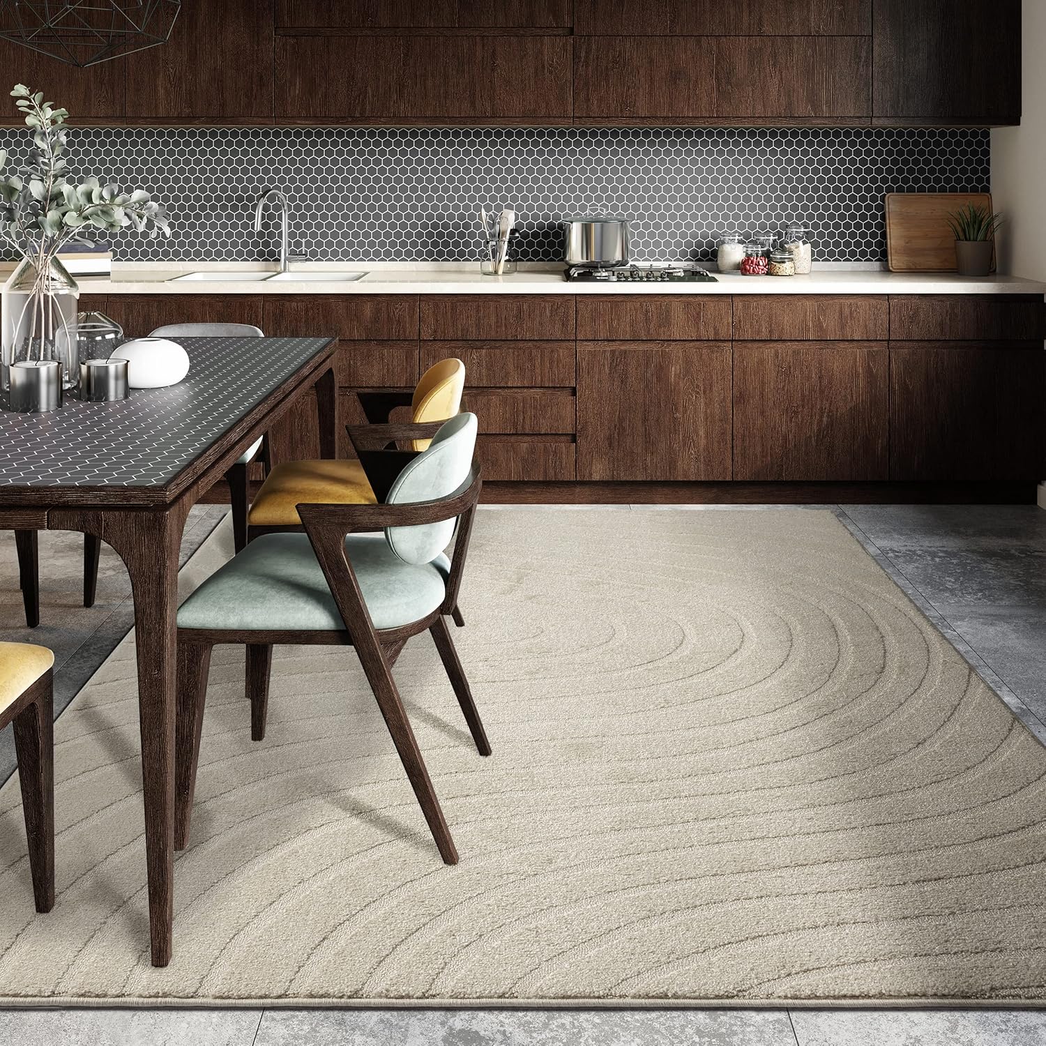 LUXE WEAVERS Modern Geometric Wave Cream 9x12 Area Rug 8’11” x 12’5.5” Cream