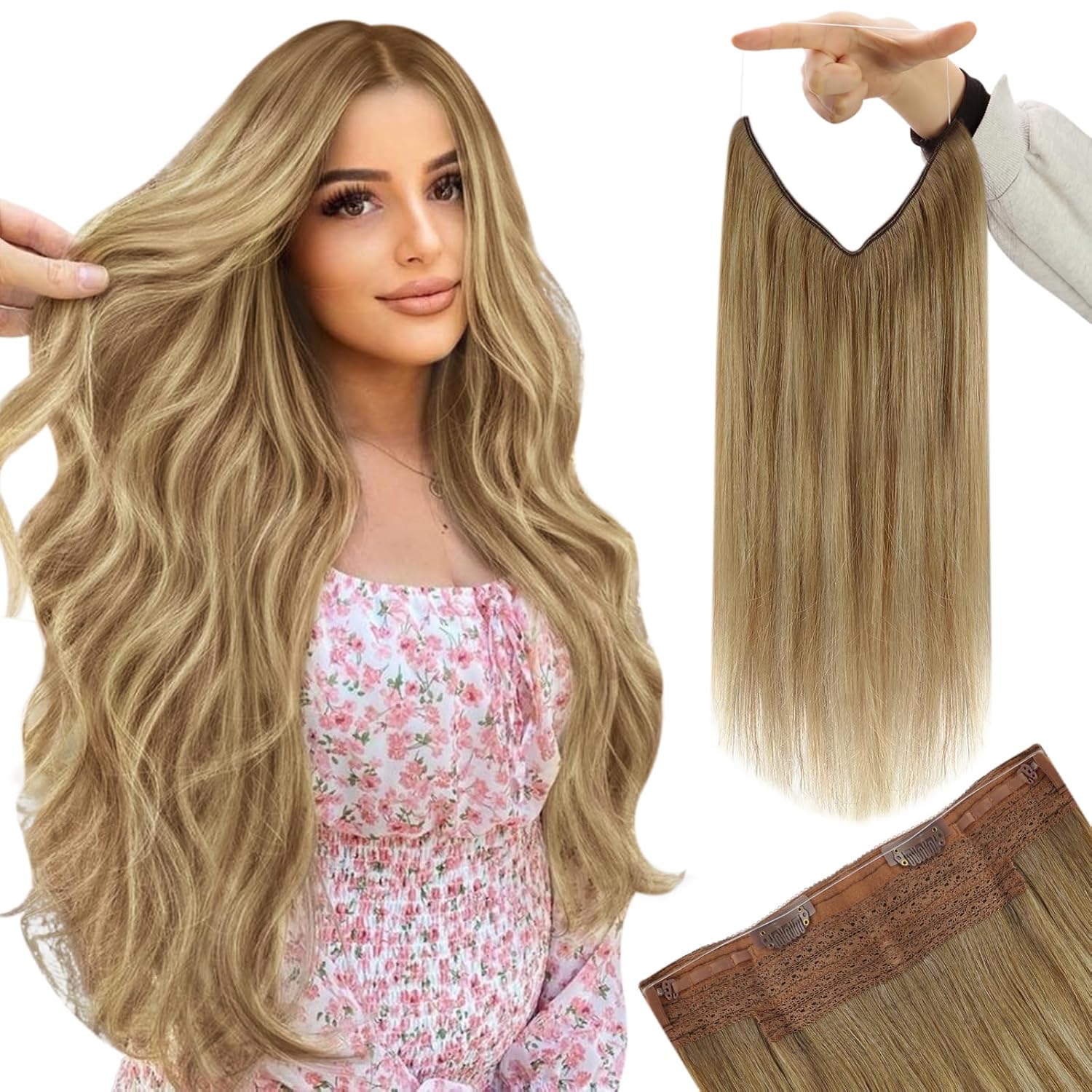 YoungSee 130G Wire Hair Extensions Brown Ombre Wire Hair Extensions for Women Re...