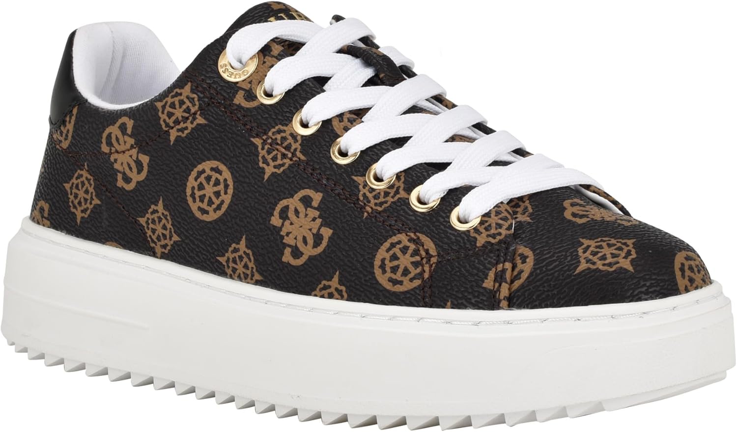 GUESS Women's Denesa Sneaker 6.5 Medium Brown Logo 210