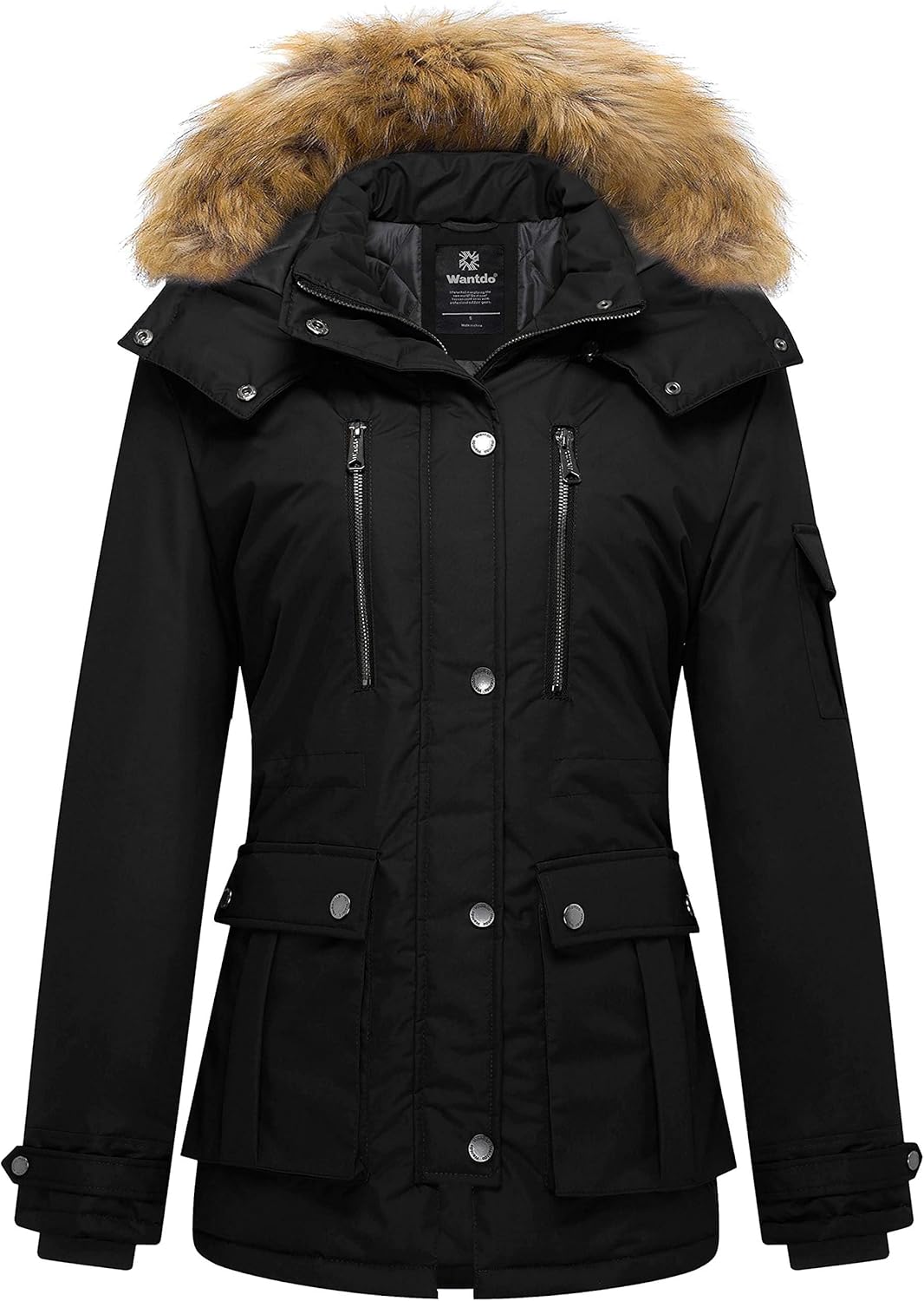 Wantdo Women's Quilted Winter Coat Faux Fur Hooded Puffer Jacket Ladies Warm Pad...