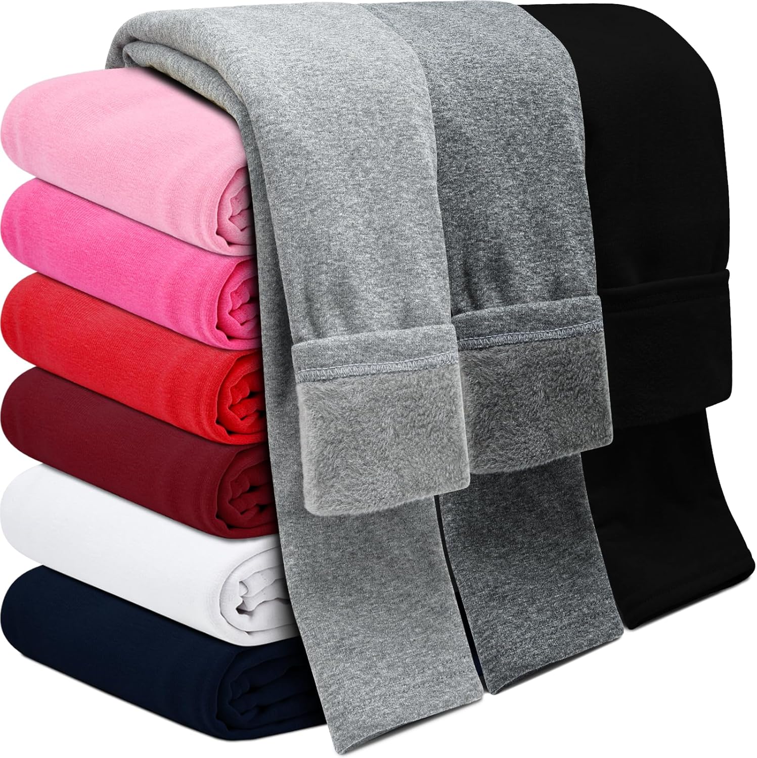 Girls Fleece Lined Leggings Cotton Kids Winter Warm Leggings Thick Thermal Tight...