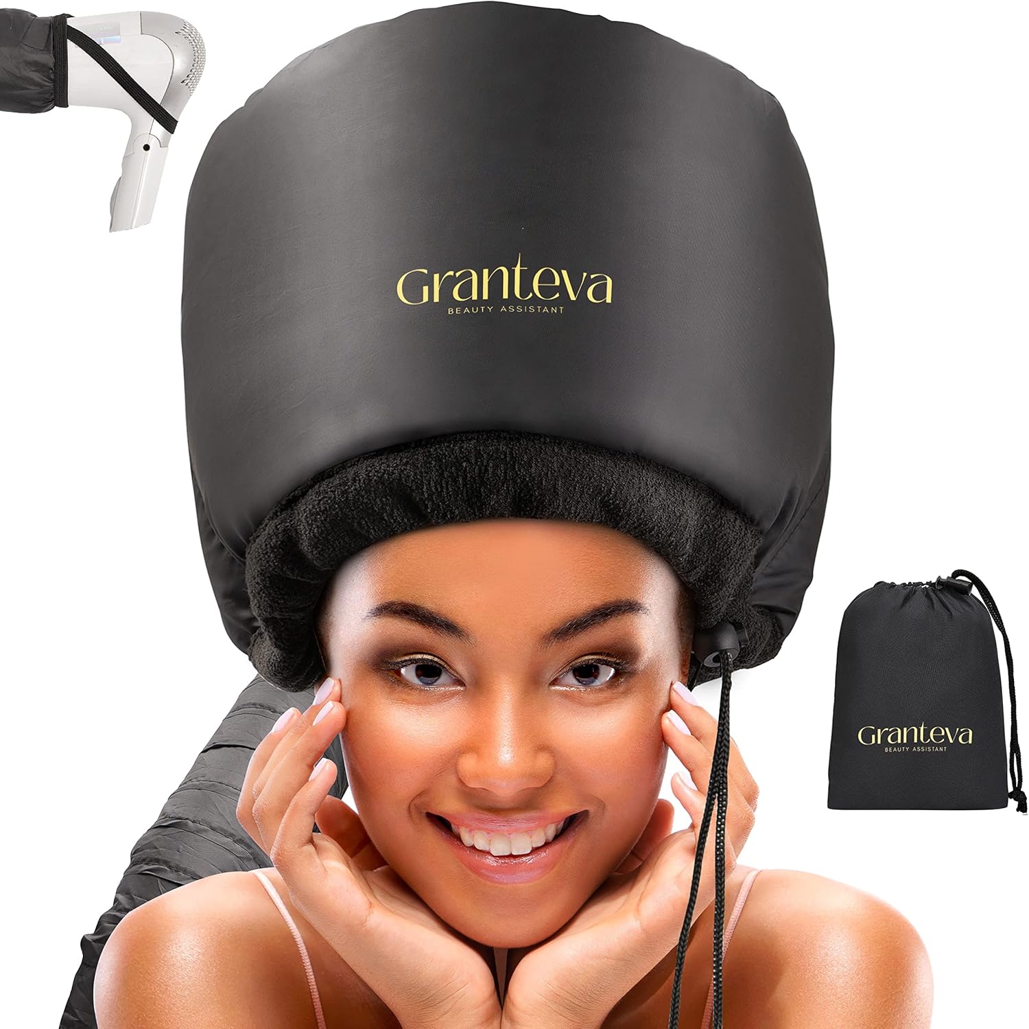 Hooded Hair Dryer w/A Headband Integrated That Reduces Heat Around Ears & Neck -...