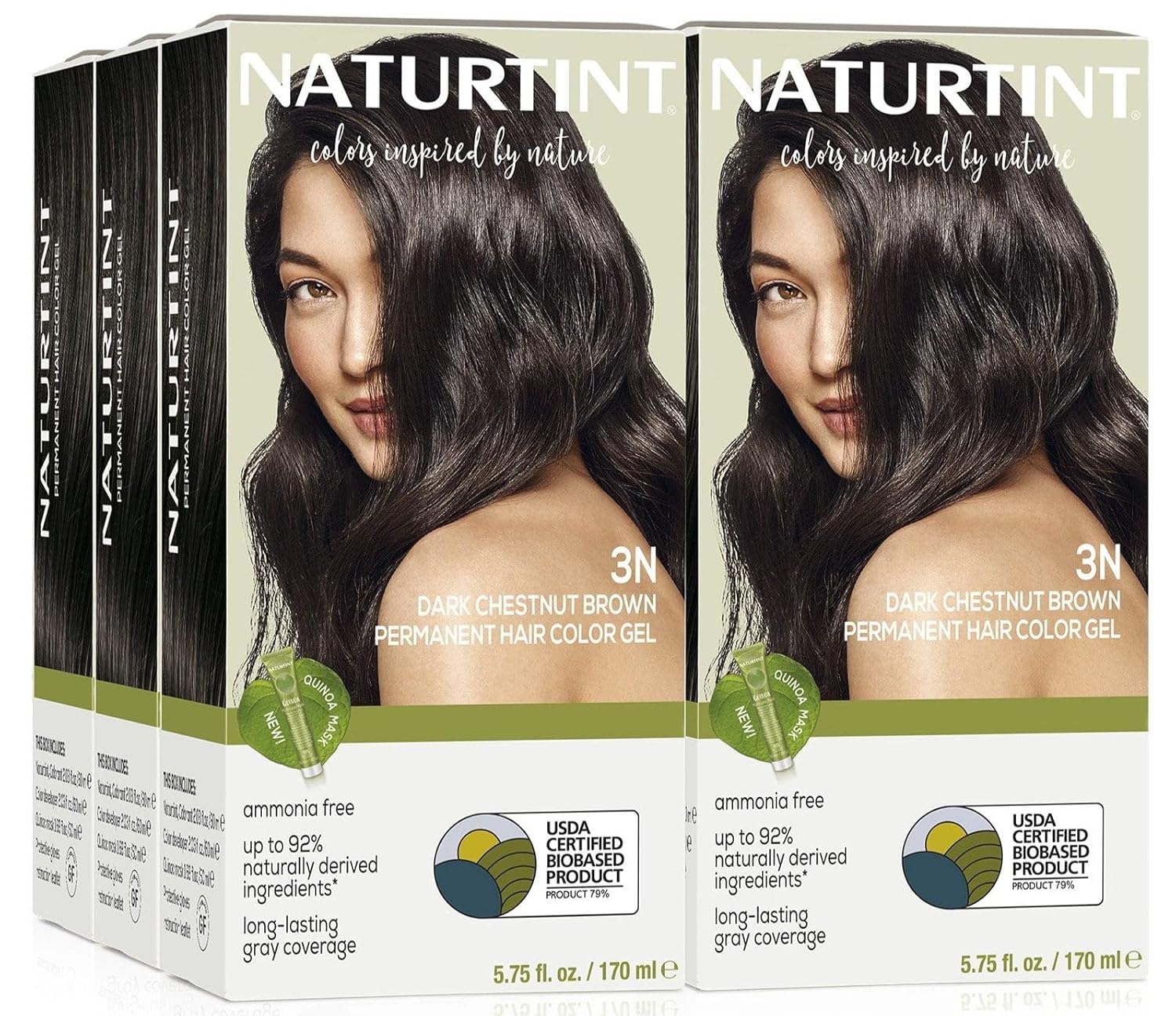 Naturtint 3N Dark Chestnut Brown Permanent Hair Color (Pack of 6), Ammonia Free,...