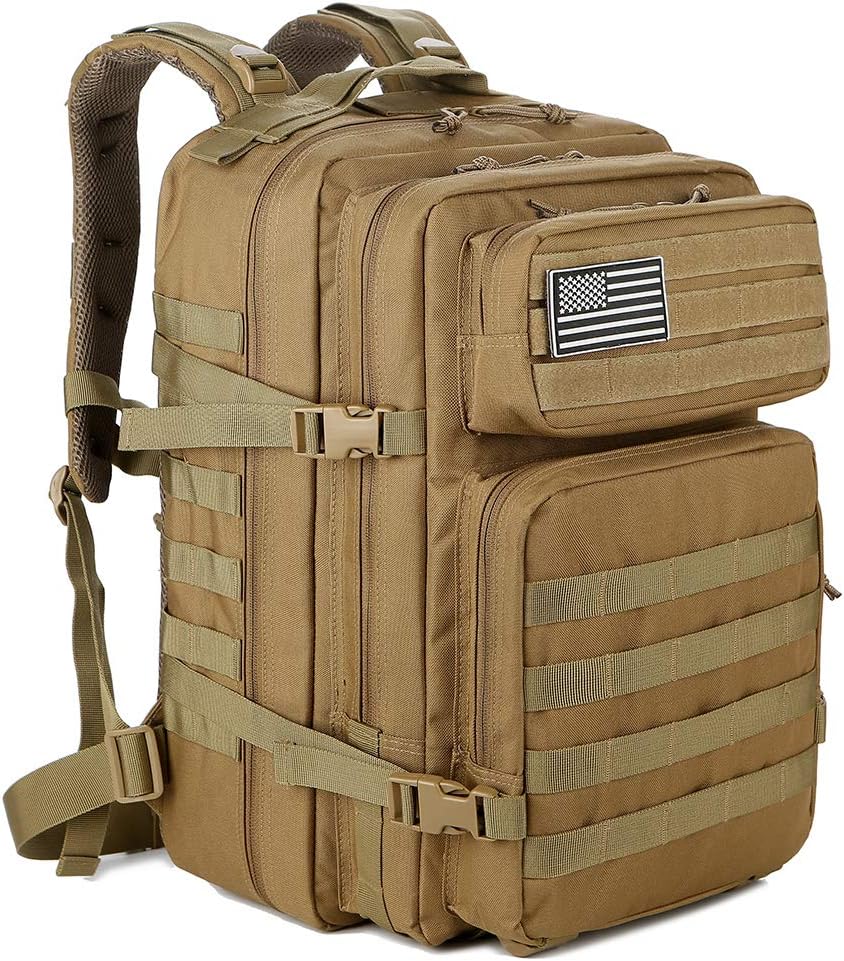 QT&QY 45L Military Tactical Backpacks Molle Army Assault Pack 3 Day Bug Out Bag...