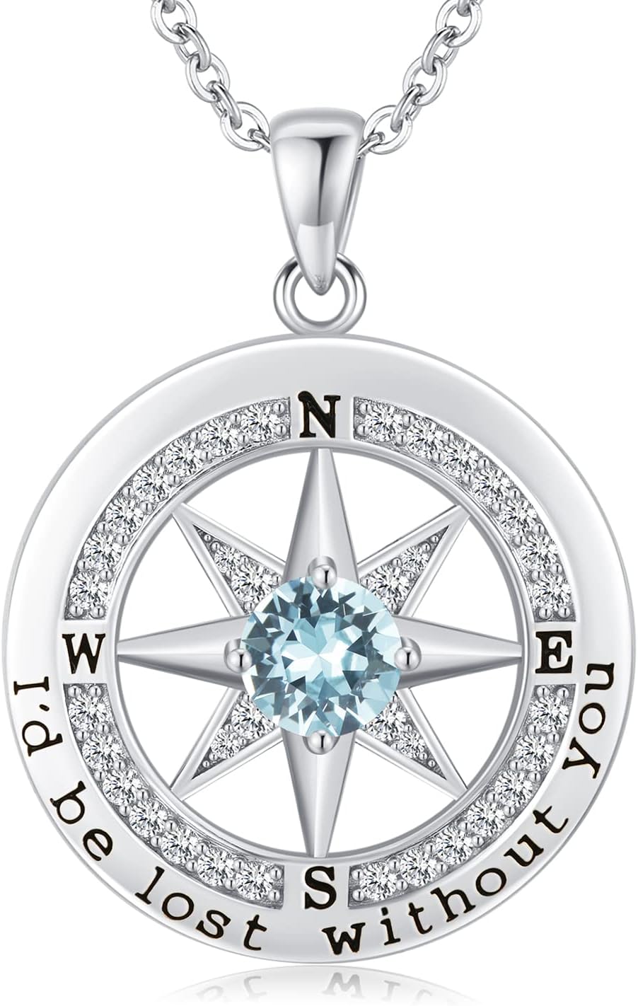 S925 Necklace Gift for Wife, Compass Jewelry Women Wedding Anniversary, Sterling...