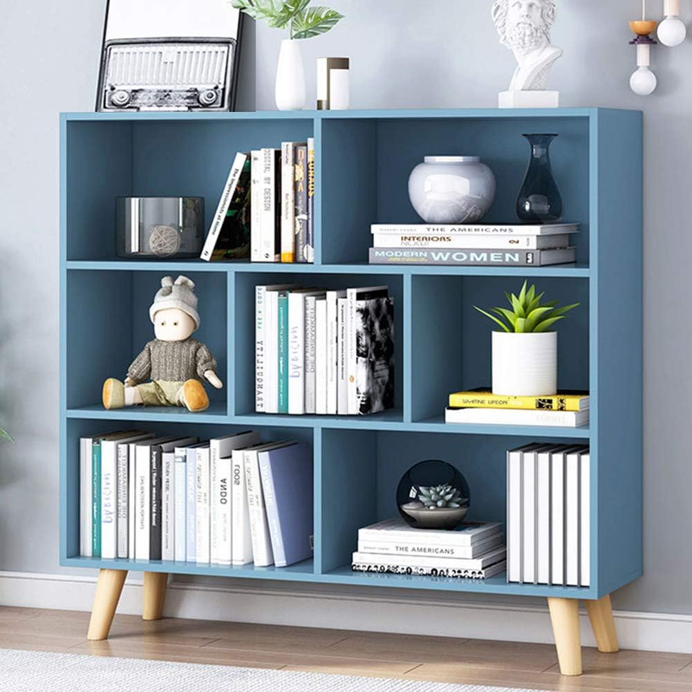 IOTXY Wooden Open Shelf Bookcase - 3-Tier Floor Standing Display Cabinet Rack wi...