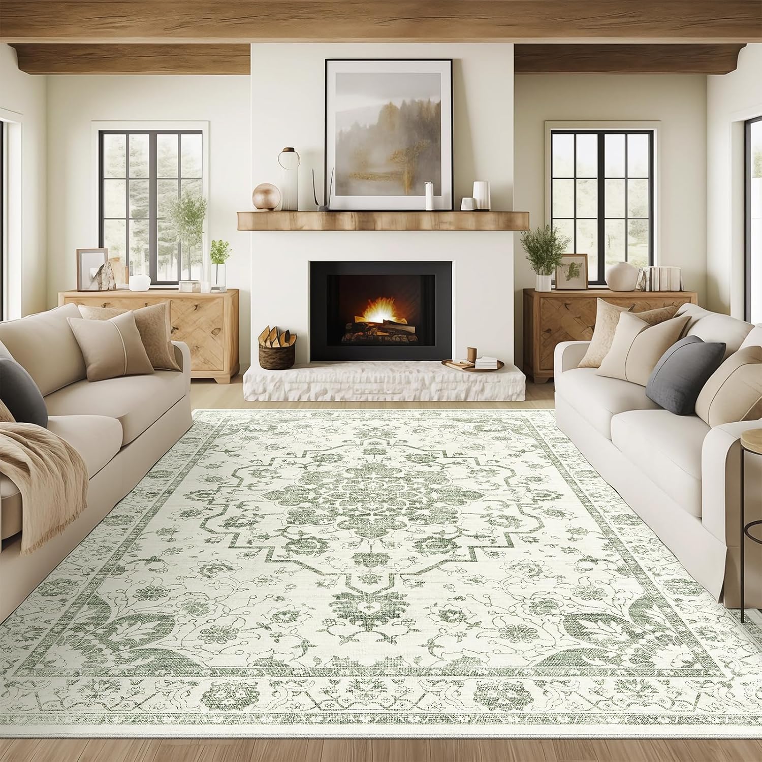 Madane 8x10 Area Rugs for Living Room, Stain Resistant Washable Rugs 8x10, Flora...