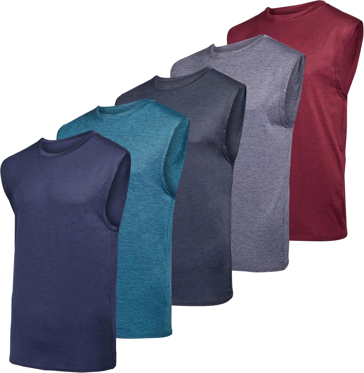 Real Essentials 3 & 5 Pack: Men's Dry-Fit Active Muscle Tank Top - Standard and...