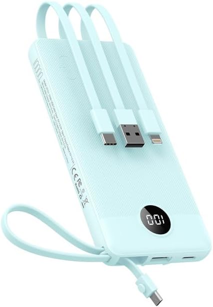 VEEKTOMX Power Bank with Built-in Cables, 10000mAh USB C Portable Charger with 5...