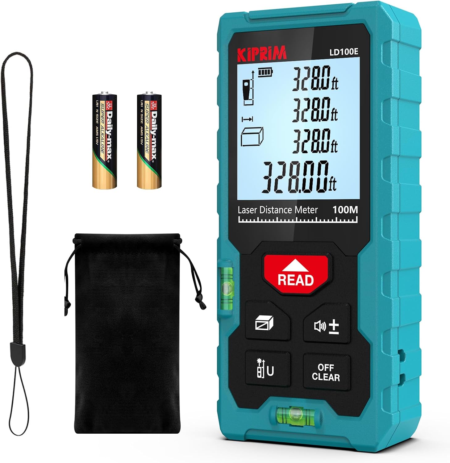 High Accuracy Laser Distance Meter 328ft/100m Kiprim LD100E Laser Measurement to...