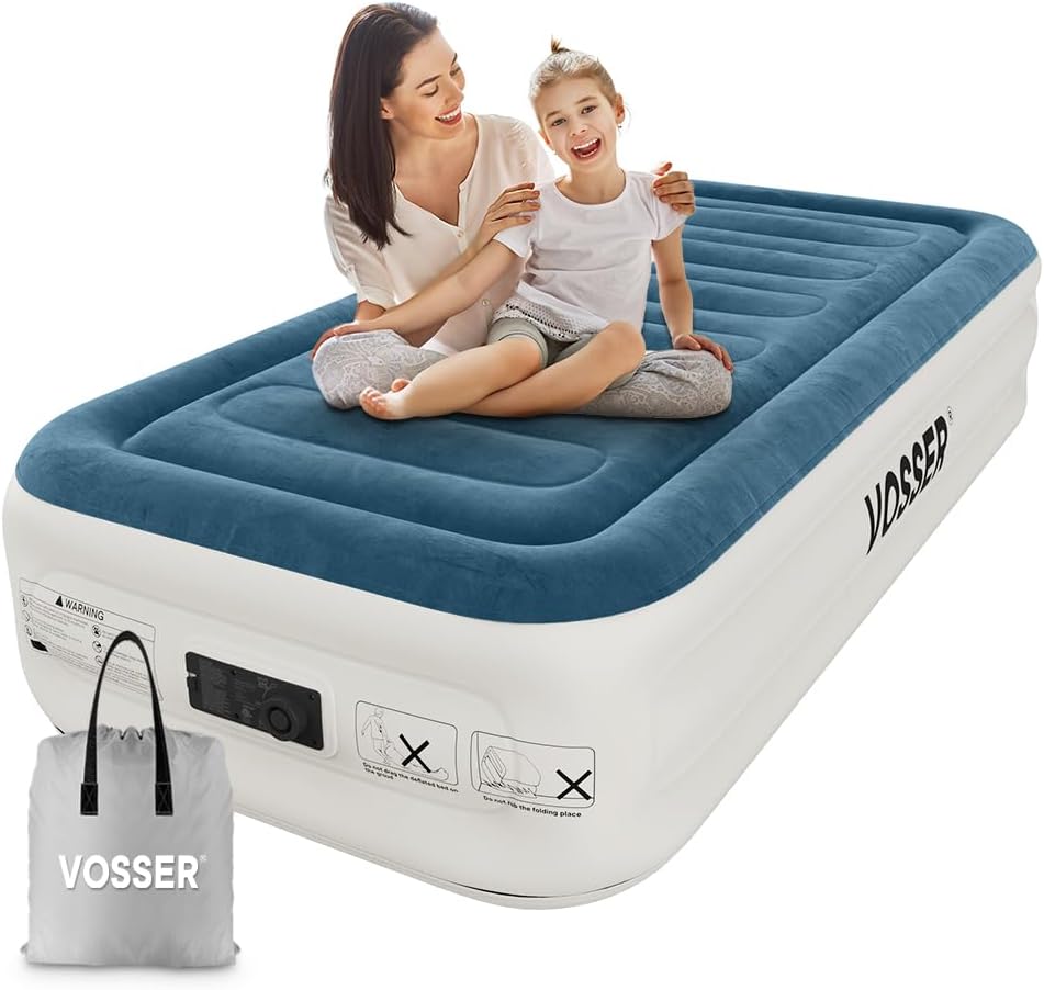Twin Air Mattress with Built-in Pump,Fast & Easy Inflation/Deflation Inflatable...