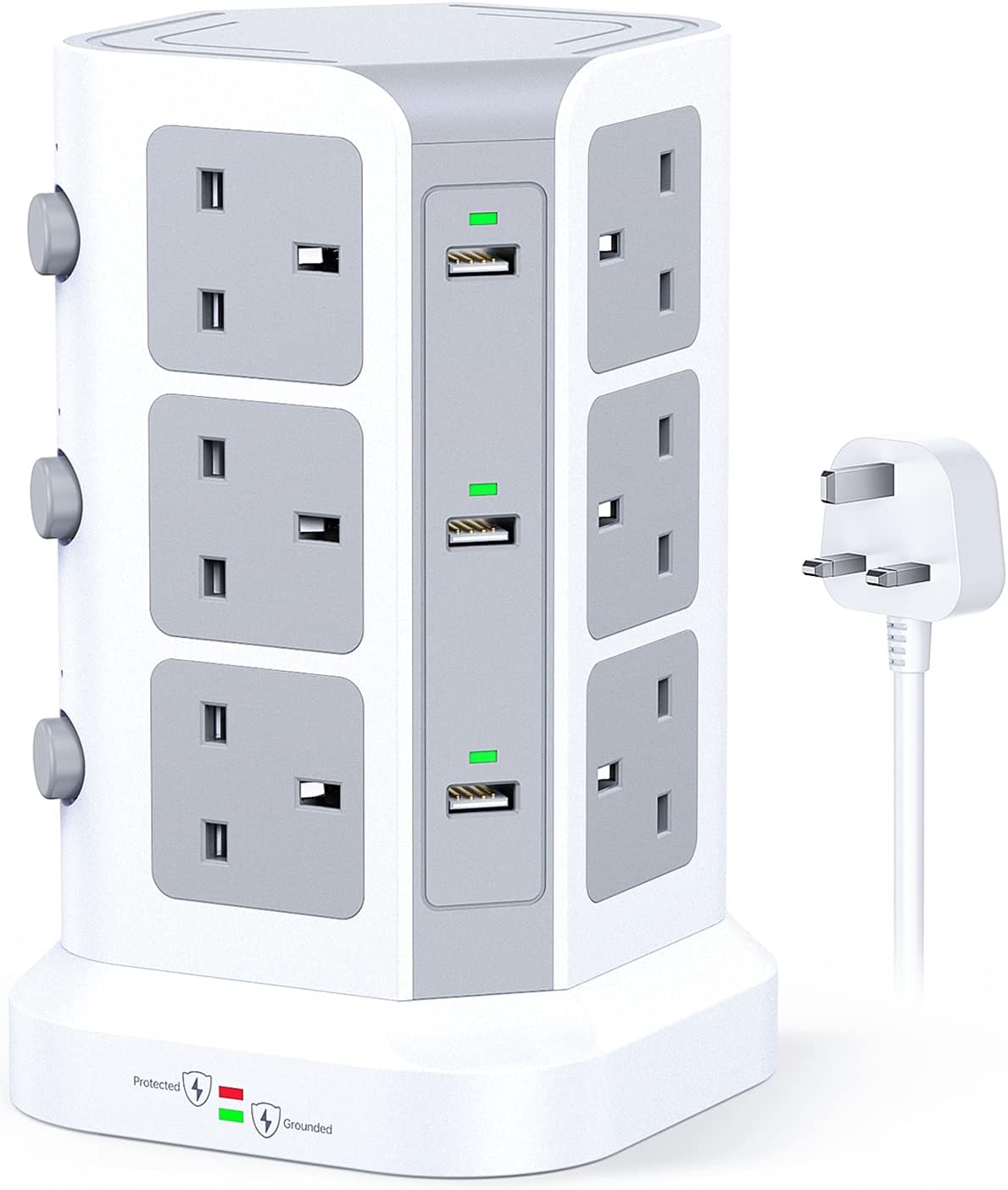 Tower Extension Lead by KOOSLA, [13A 3250W] Surge Protector - 12 AC Outlets & 6...