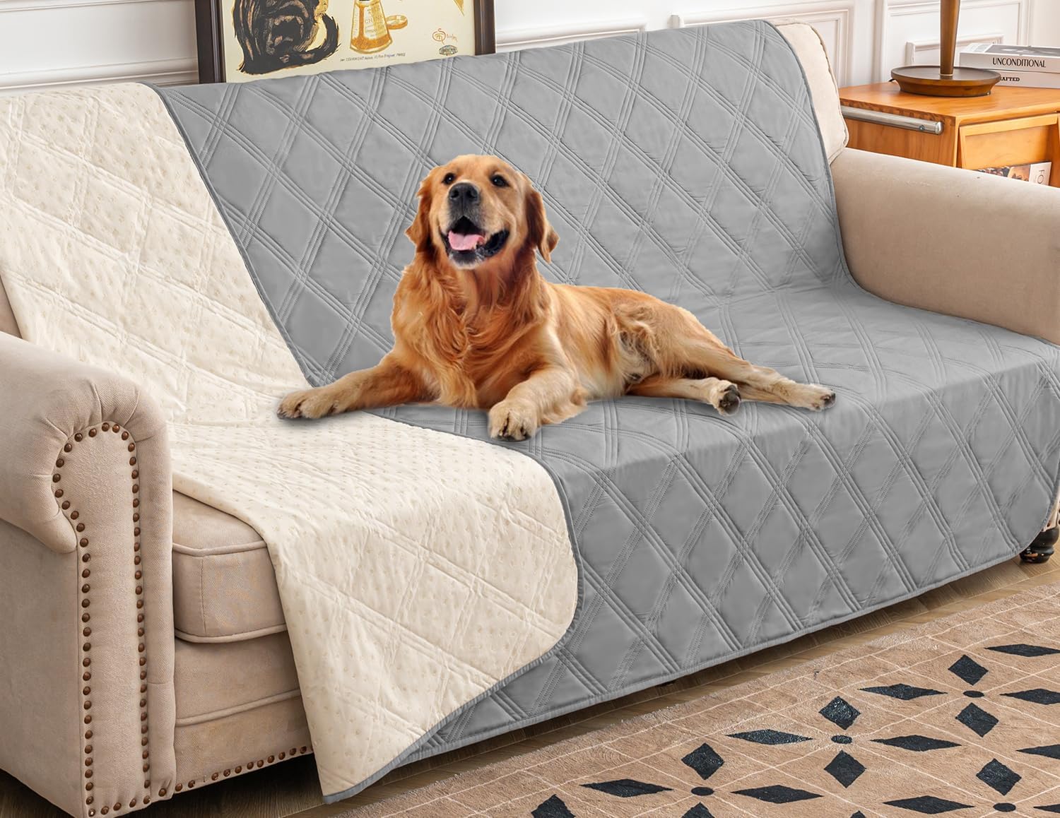Ameritex Waterproof Dog Bed Cover Pet Blanket with Anti-Slip Back for Furniture...
