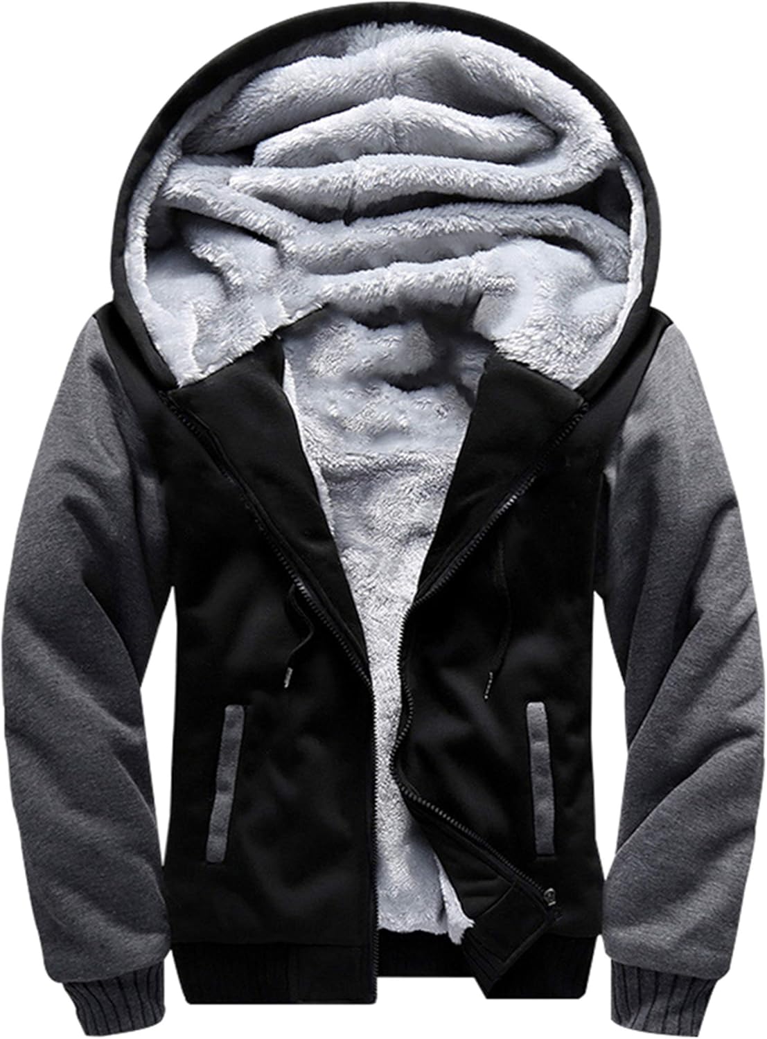 MACHLAB Men's Pullover Winter Workout Fleece Hoodie Jackets Full Zip Wool Warm T...