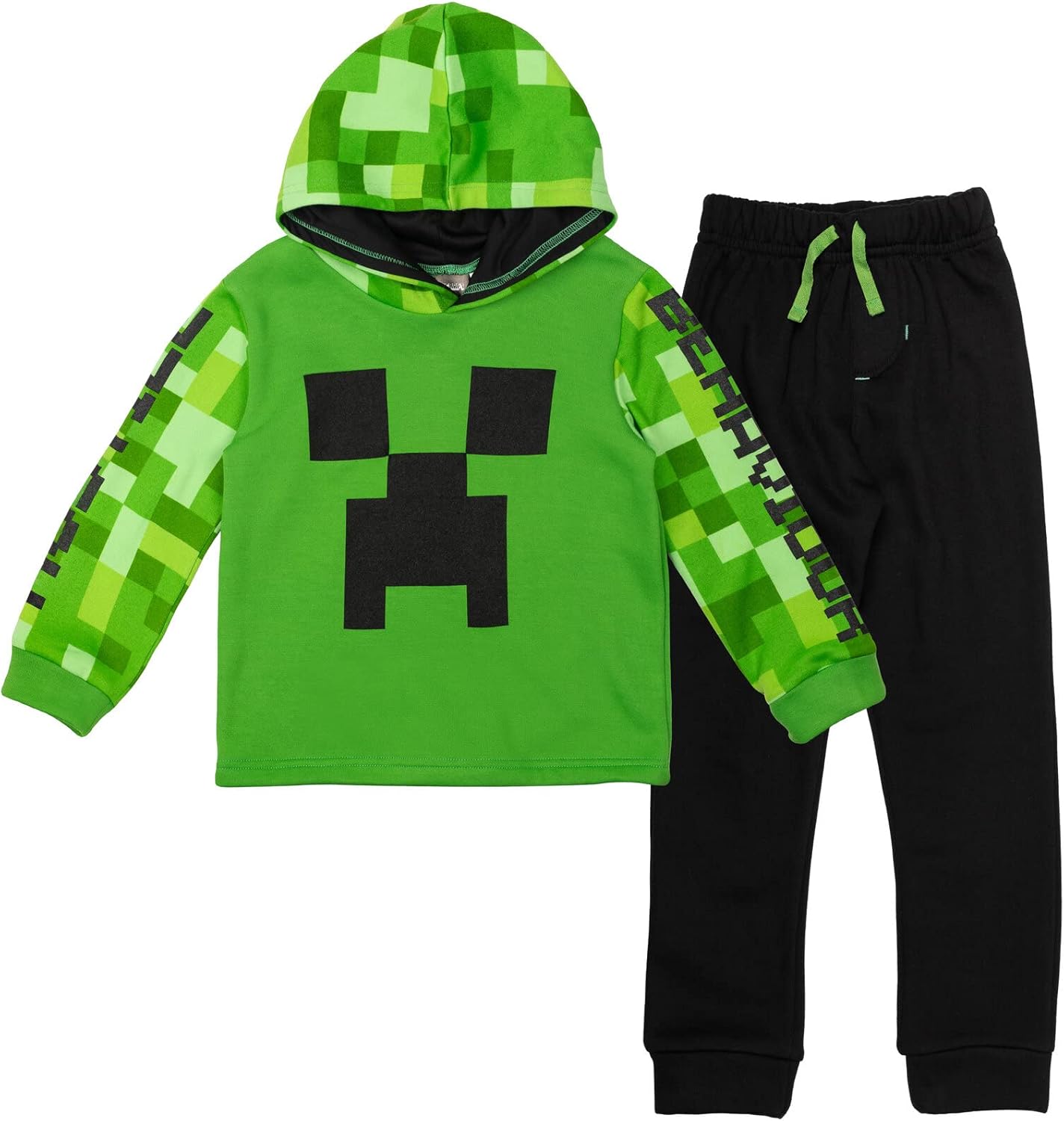Minecraft Creeper Fleece Pullover Hoodie and Pants Outfit Set Little Kid to Big...