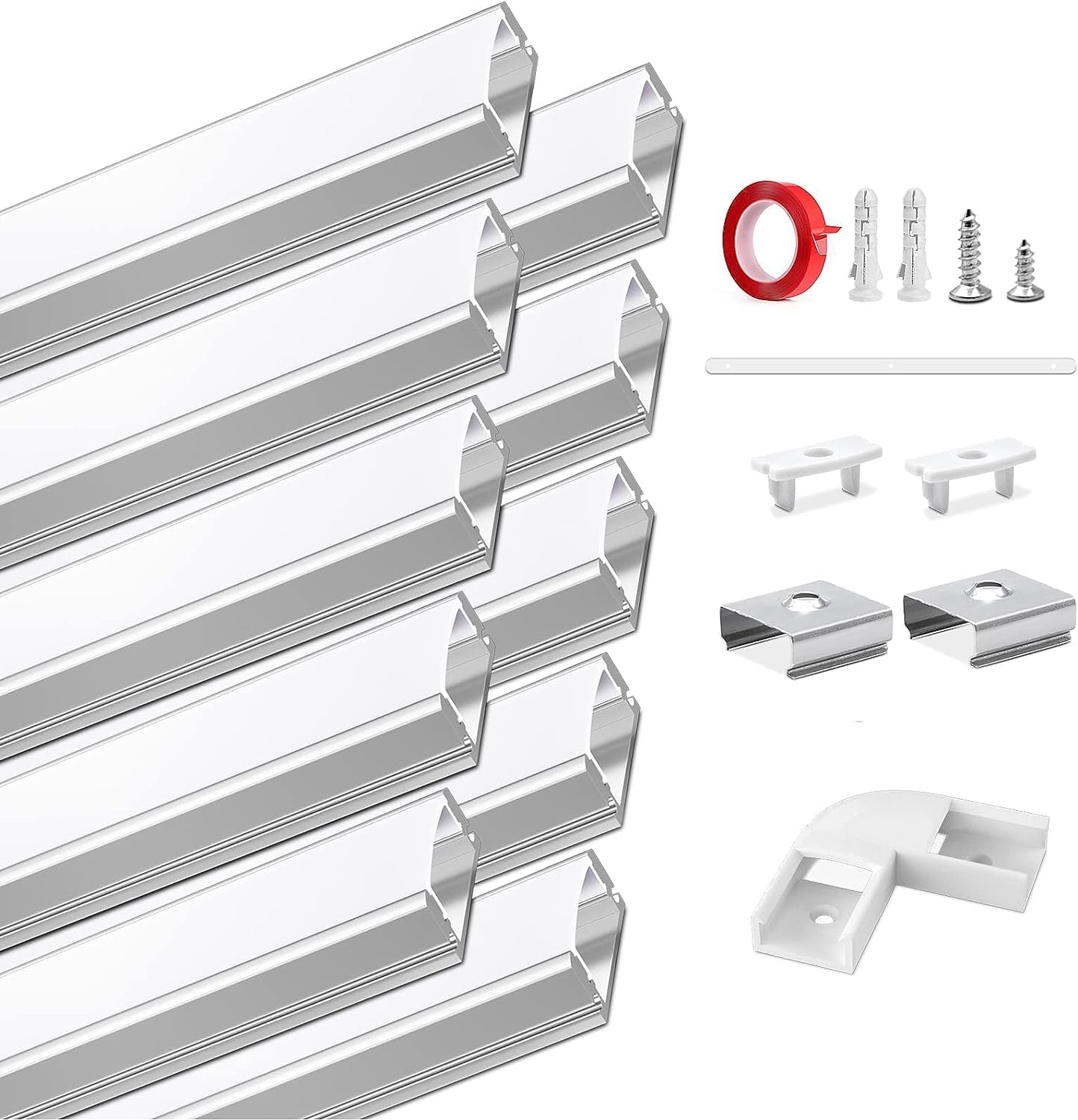 HOMMAND LED Channel, LED Profile 10 Packs 1m/3.3ft U-Shape, LED Diffuser and LED...