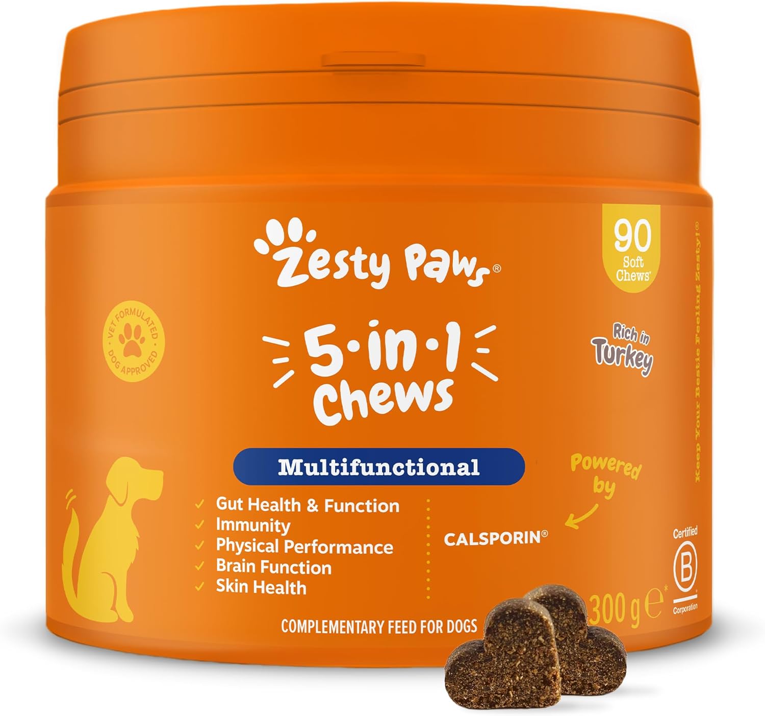 Zesty Paws Dog Multivitamin 5-in-1 | Promotes Gut Health & Skin Health | Boosts...