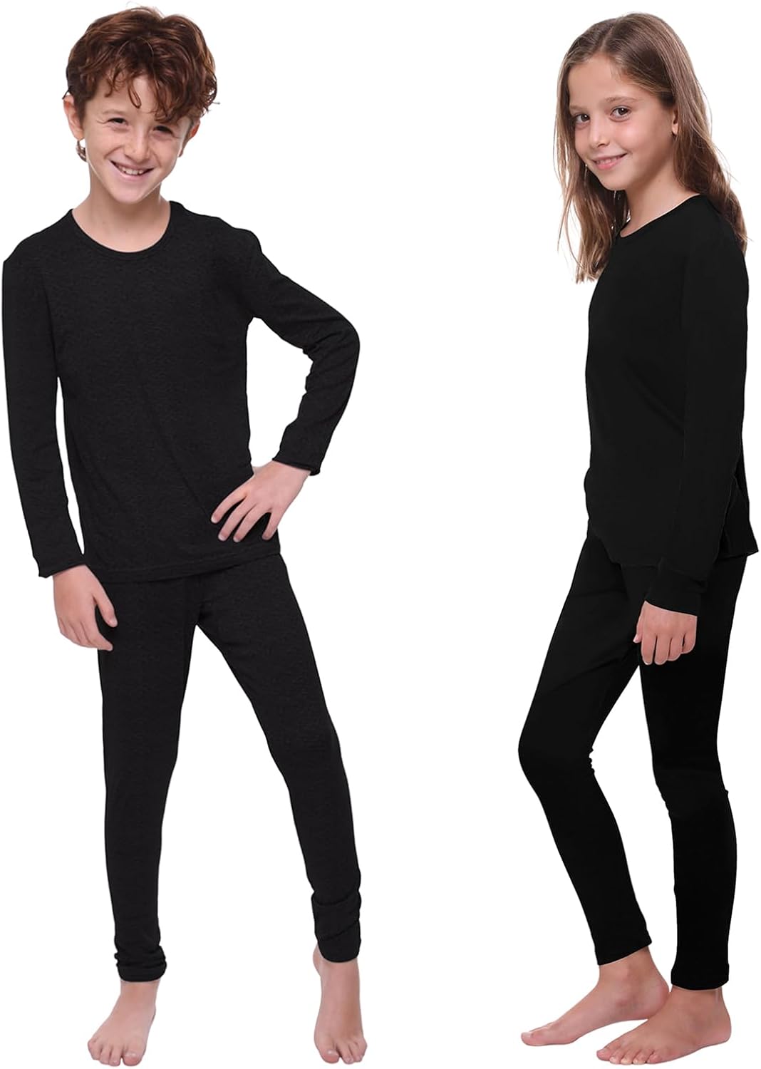 Kids Thermal Underwear Skins Set Long Sleeve Top Vest and Long Johns Leggings, B...