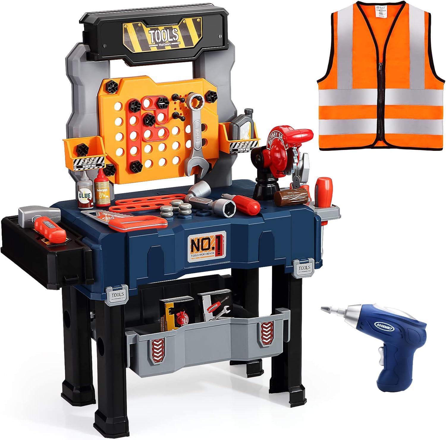 Deejoy Kids Tool Bench with Realistic Tools and Electric Drill, Transformable Ki...
