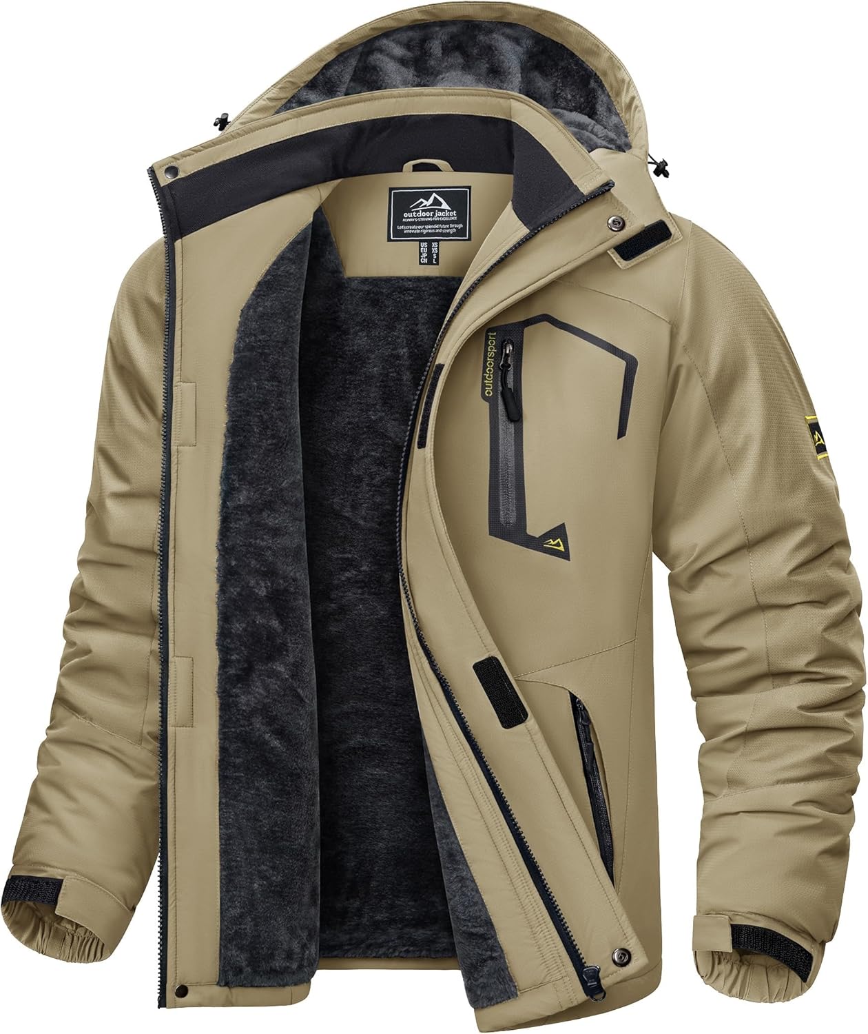 KEFITEVD Men's Waterproof Fleece Jackets Winter Warm Ski Raincoats Outdoor Therm...