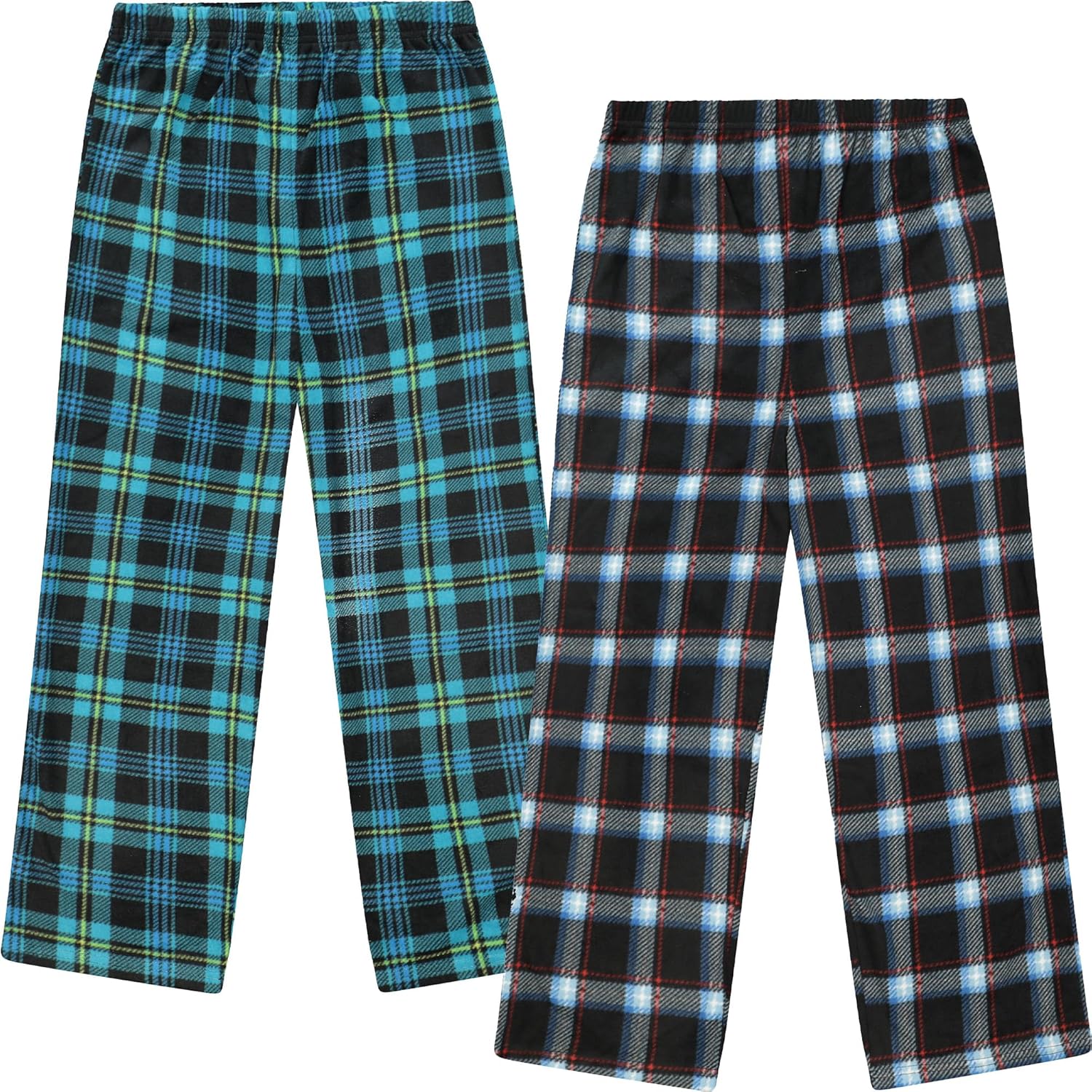 Mad Dog 2 Pack Boys Pajama Pants - Soft Fleece PJ Bottoms for Kids - Buffalo Pla...