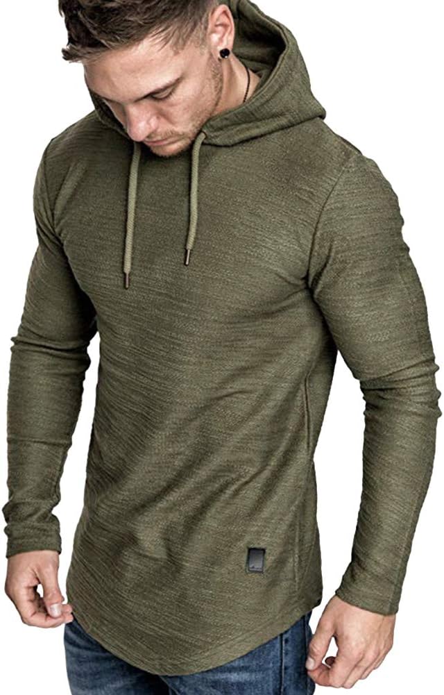 Lexiart Mens Fashion Athletic Hoodies Sport Sweatshirt Solid Color Fleece Pullov...
