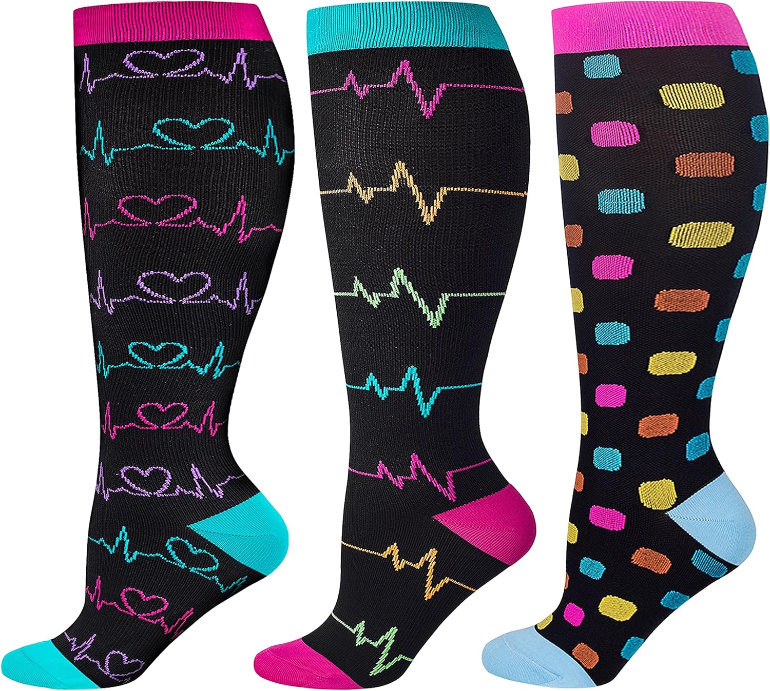 Wide Calf Compression Socks for Women & Men Extra Large Size Support Socks for N...