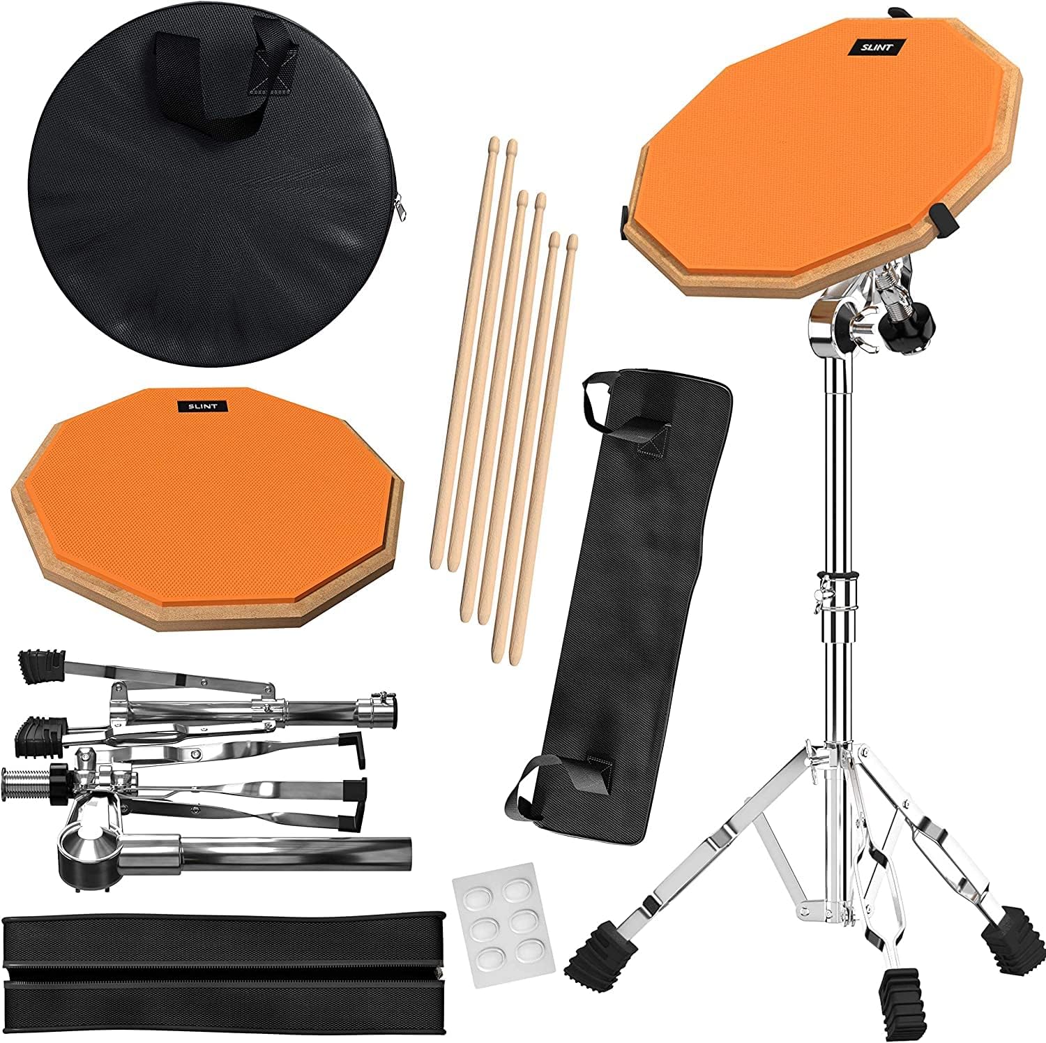Slint 12 Inch Drum Practice Pad & Snare Stand - Unique Gifts - Double Sided Snar...