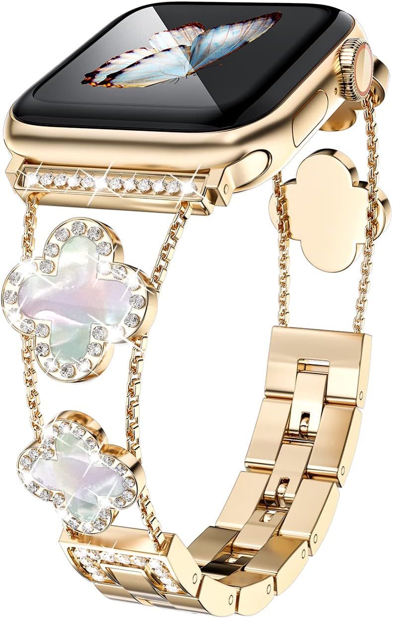 diamond metal band adds sparkle to your watch - Compatible with Apple Watch Seri...