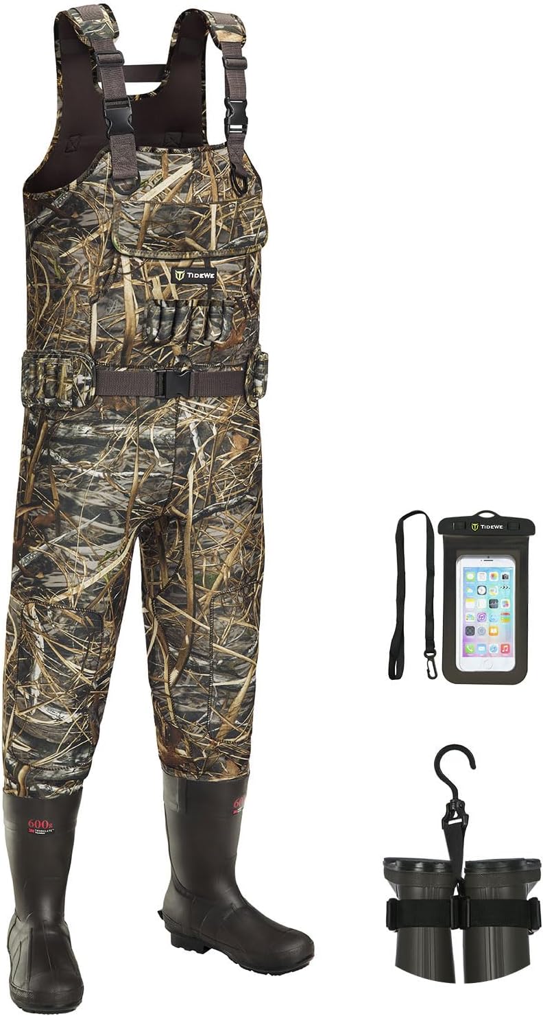 TIDEWE Hunting Waders with Boot Hanger & 600G Insulation, Waterproof Cleated Neo...