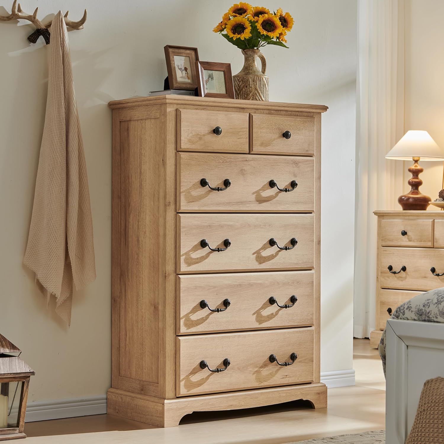 T4TREAM 6 Drawers Dresser Chests for Bedroom, 48" Tall Rustic Chset of Drawers,...