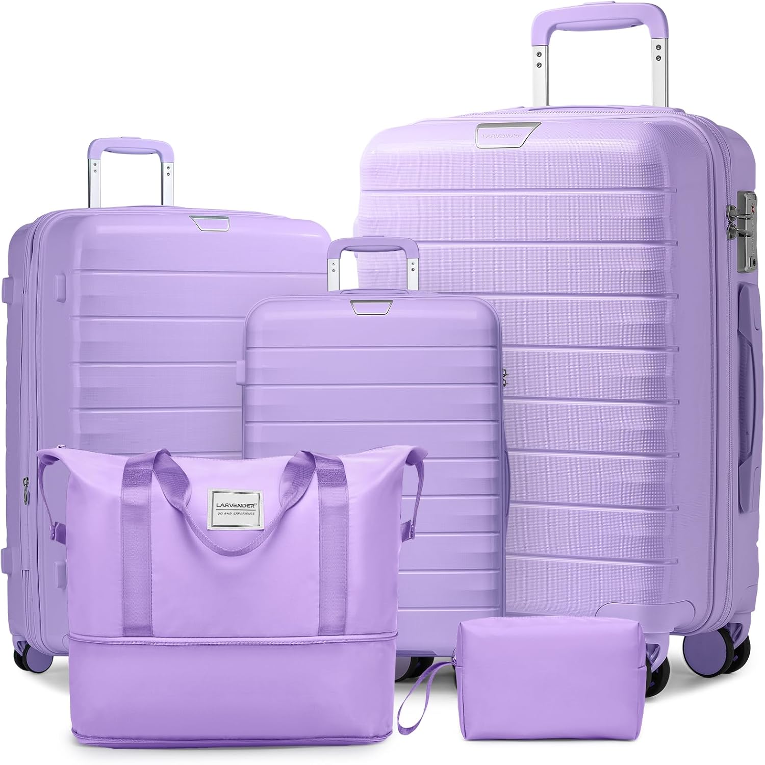 LARVENDER Luggage Sets 5 Piece with Duffel Bag Expandable(Only 28 inch) Hardside...