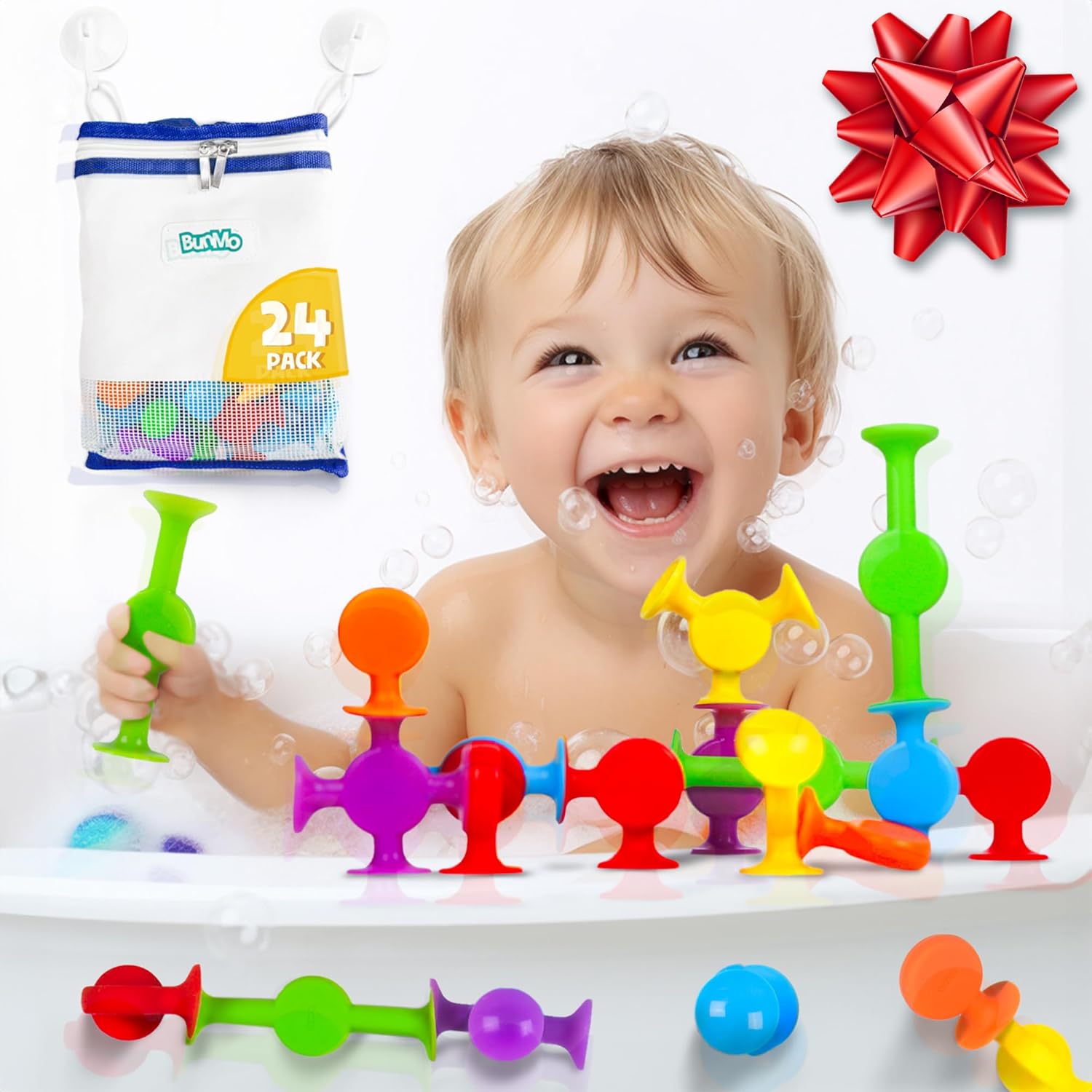 BUNMO Suction Bath Toys - Stocking Stuffers for Kids - No Mold Bath Toy - Hours...