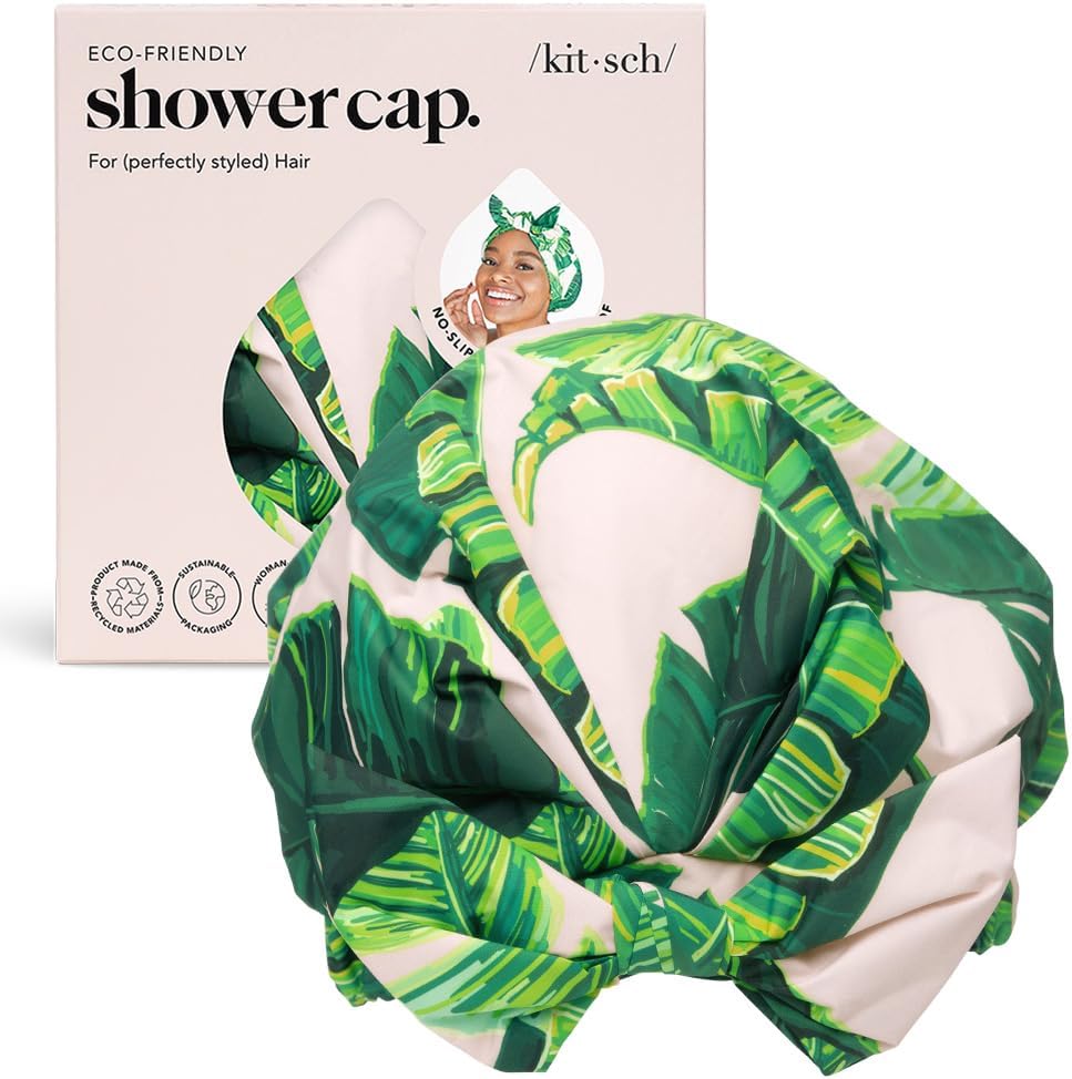 Kitsch Luxury Shower Cap for Women Waterproof - Reusable Shower Cap, Hair Cap fo...
