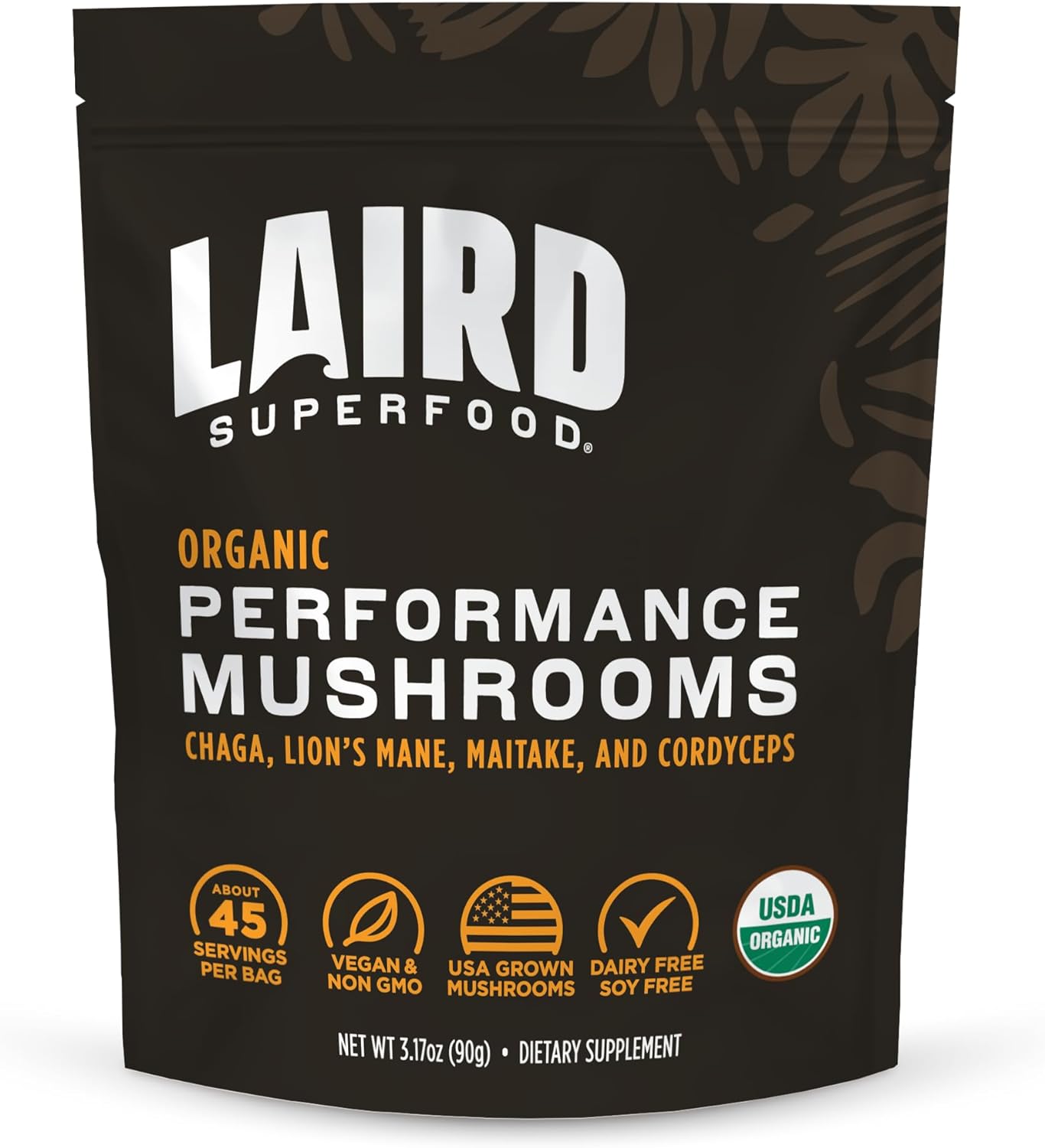 Laird Superfood Organic Performance Mushroom Blend with Chaga, Cordyceps, Lion's...
