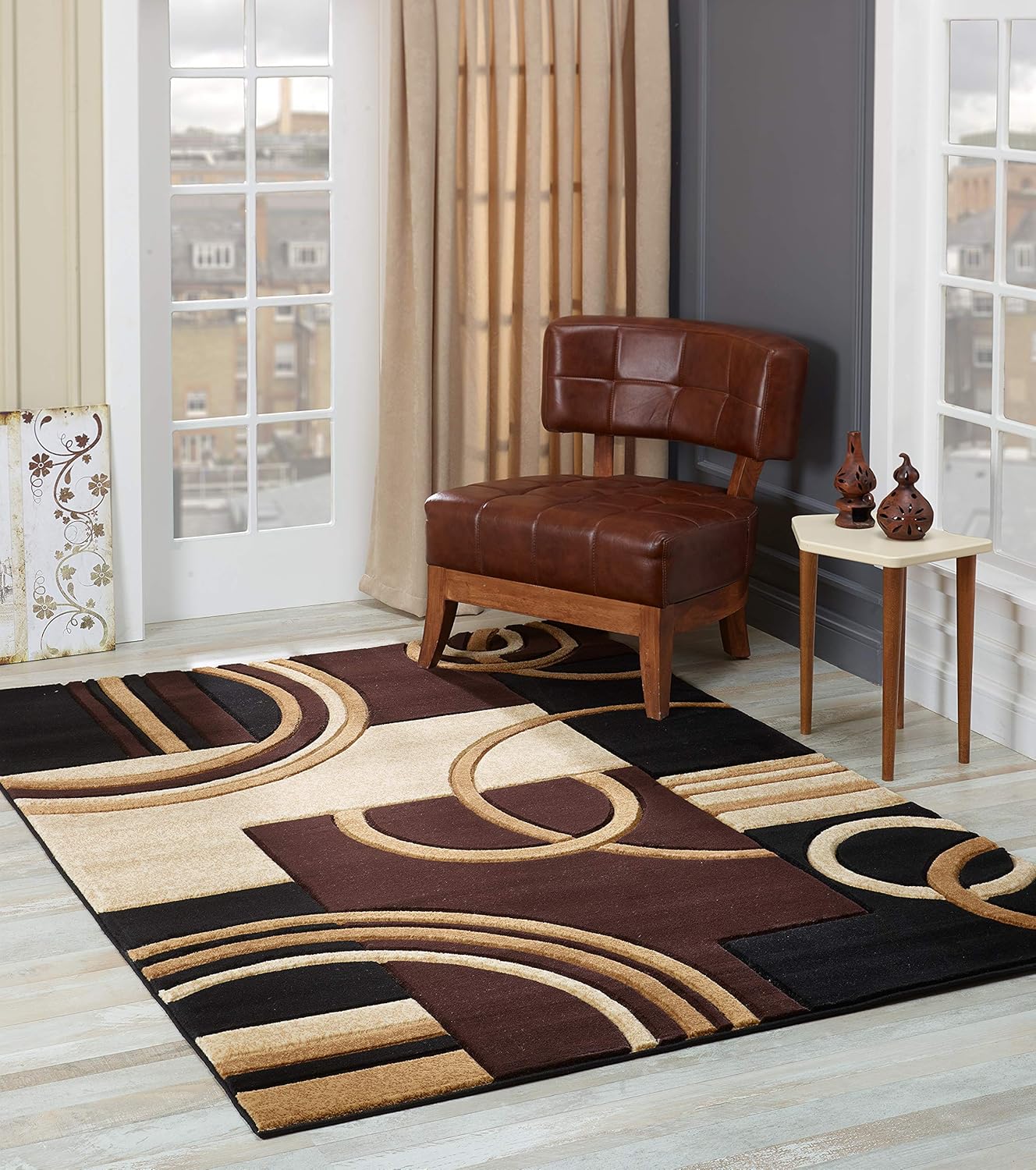 GLORY RUGS Area Rug Modern 8x10 Brown Soft Hand Carved Contemporary Floor Carpet...