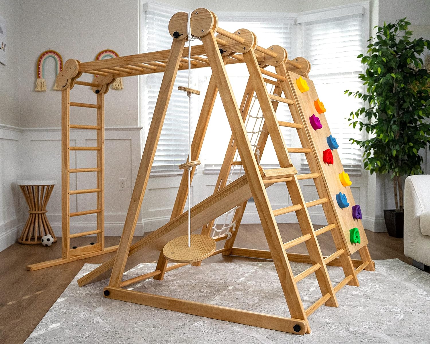 Avenlur Chestnut 8-in-1 Indoor Foldable Playset for Kids - with Slide, Climbing...