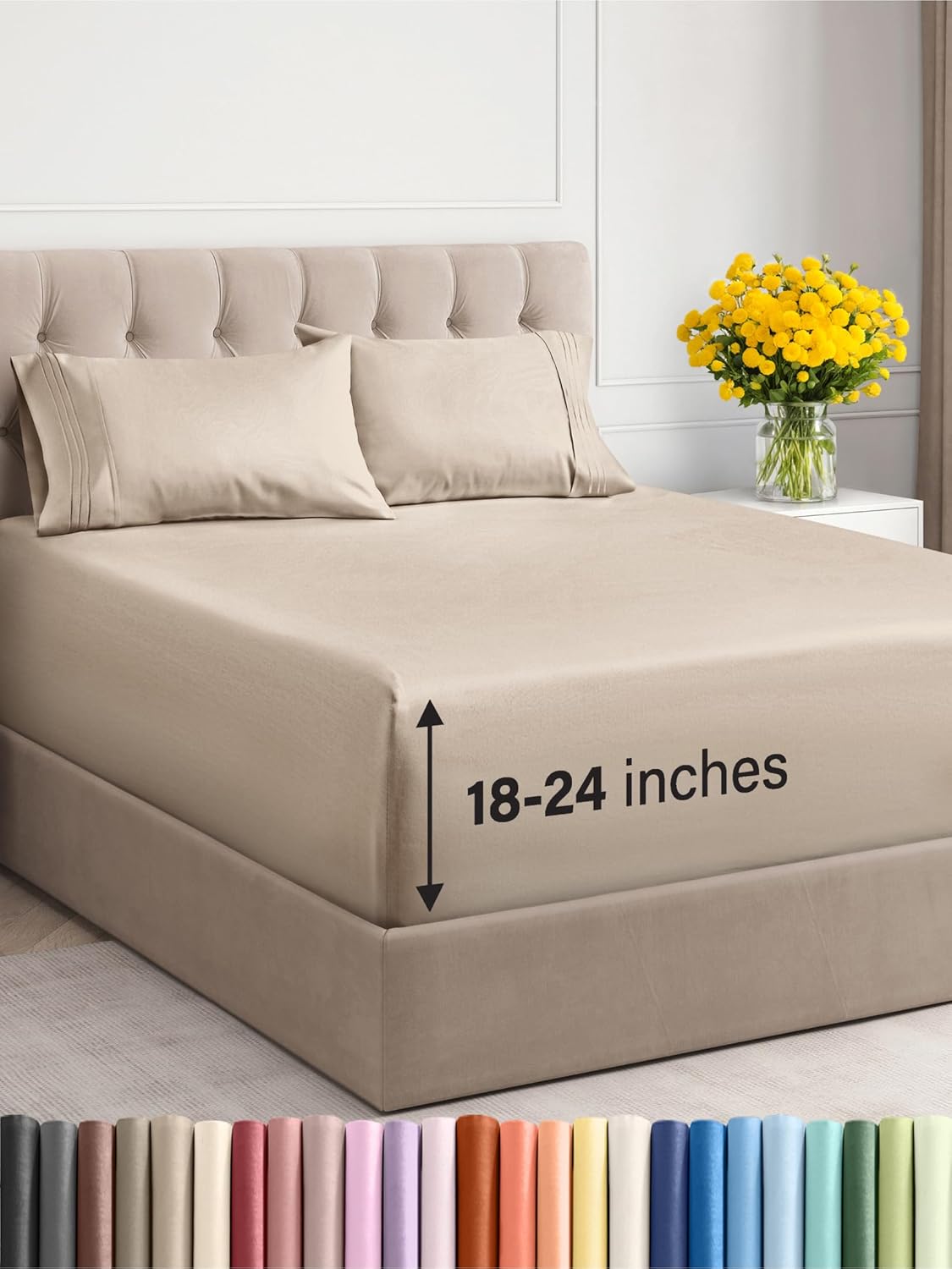 Extra Deep Pocket Queen Sheets - 4 Piece Breathable & Cooling Bed Sheets - Hotel...