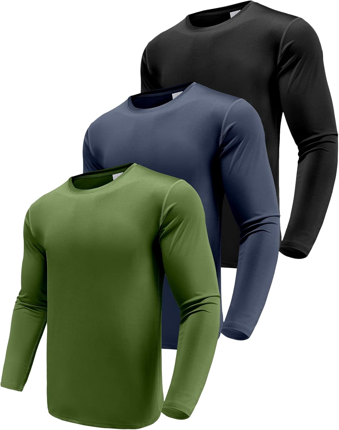 Men's 3 Pack Performance Long Sleeve T-Shirts, Dry Fit UPF 50+ Sun Protection Sh...