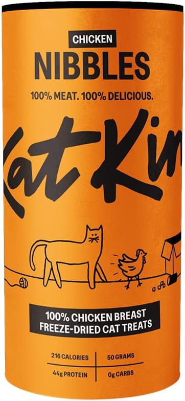 KatKin Chicken Nibbles (50g Tube): 100% Chicken Breast Freeze-Dried Cat Treats –...