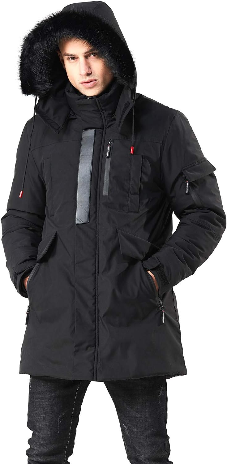 WEEN CHARM Men's Warm Parka Ski Jacket Water Resistant Puffer Jacket Long Winter...