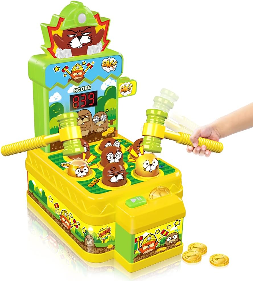 VATOS Whack Game Toy with Mole,Mini Electronic Arcade Pounding Bench Coin game w...