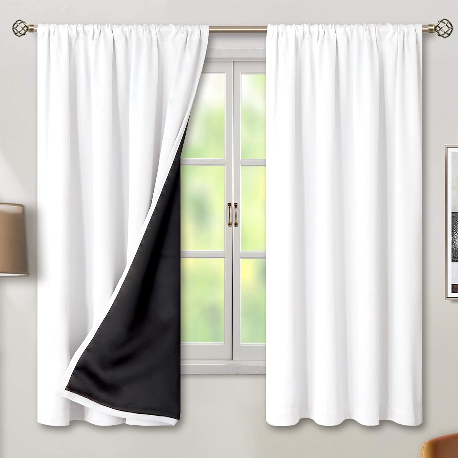 BGment Thermal Insulated 100% Blackout Curtains for Bedroom with Black Liner, Do...