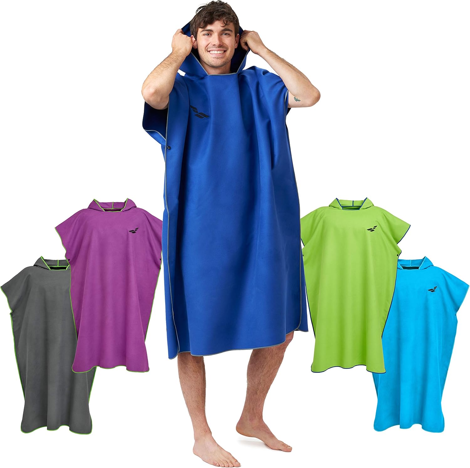 Fit-Flip Changing Robe - Towel Poncho Adult - Microfibre Swim and Surf Poncho -...