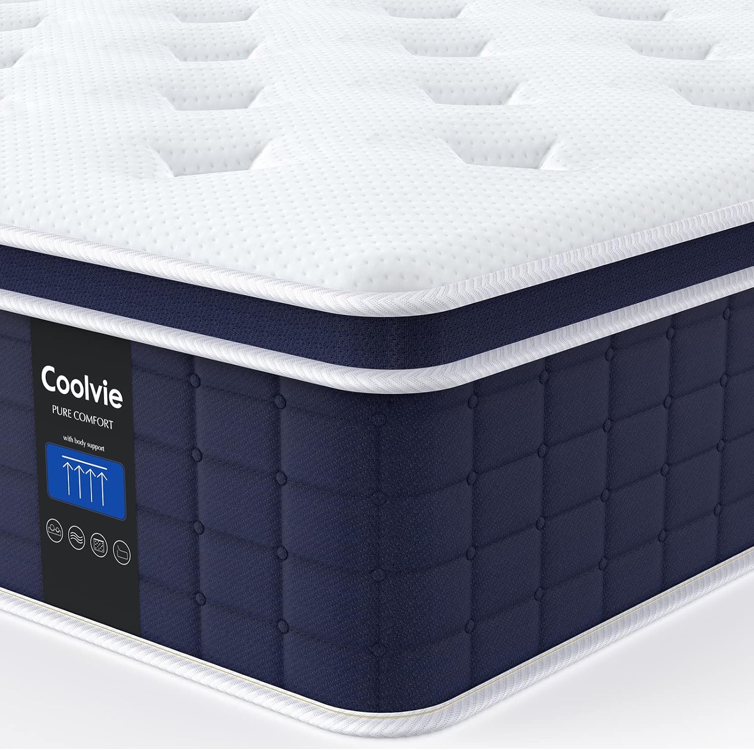 Coolvie 12 Inch King Size Mattress, Hybrid King Mattress in a Box, 3 Layer Premi...