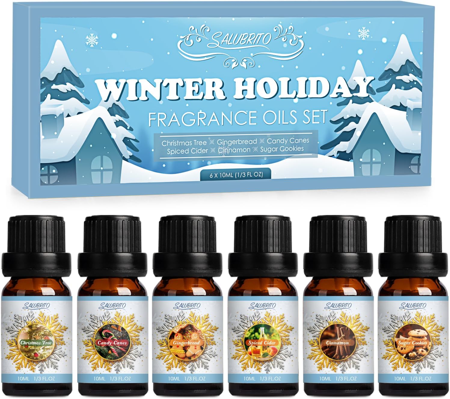 SALUBRITO Winter Essential Oils Set, Premium Holiday Fragrance Oils Gift Set for...