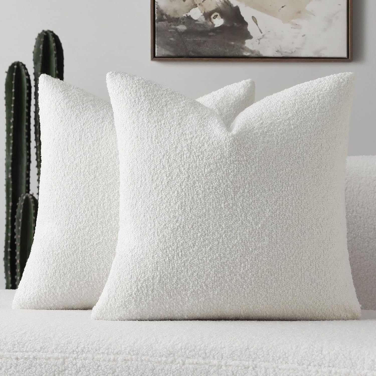 FUTEI Pack of 2 Christmas White Boucle Accent Decorative Throw Pillow Covers,18x...