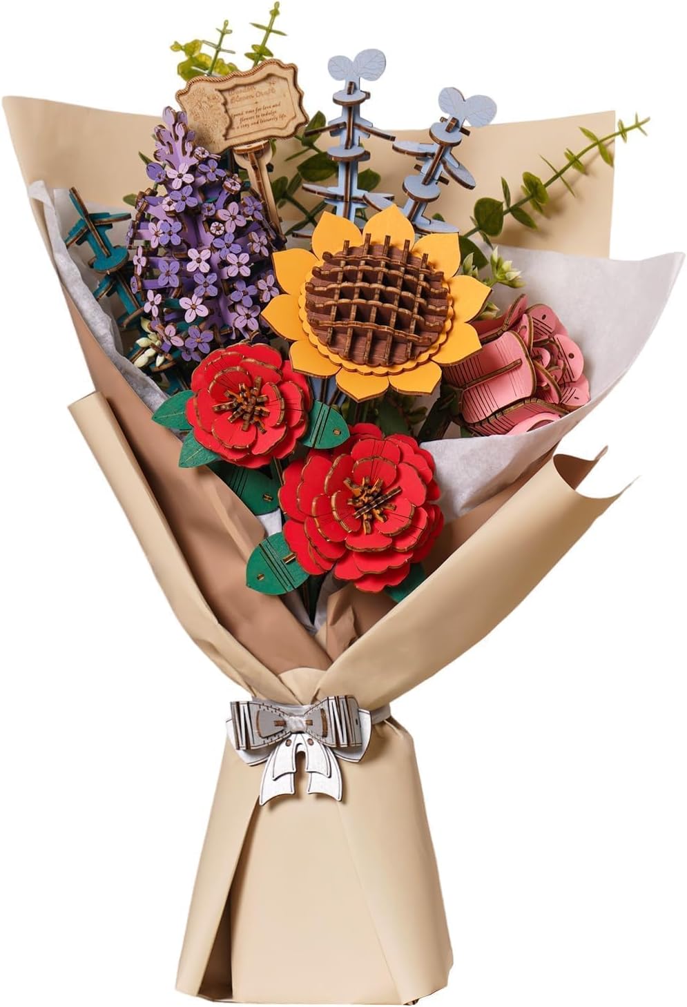 ROWOOD 3D Puzzle DIY Wooden Flower Bouquet, Artificial Flowers Model Kits to be...