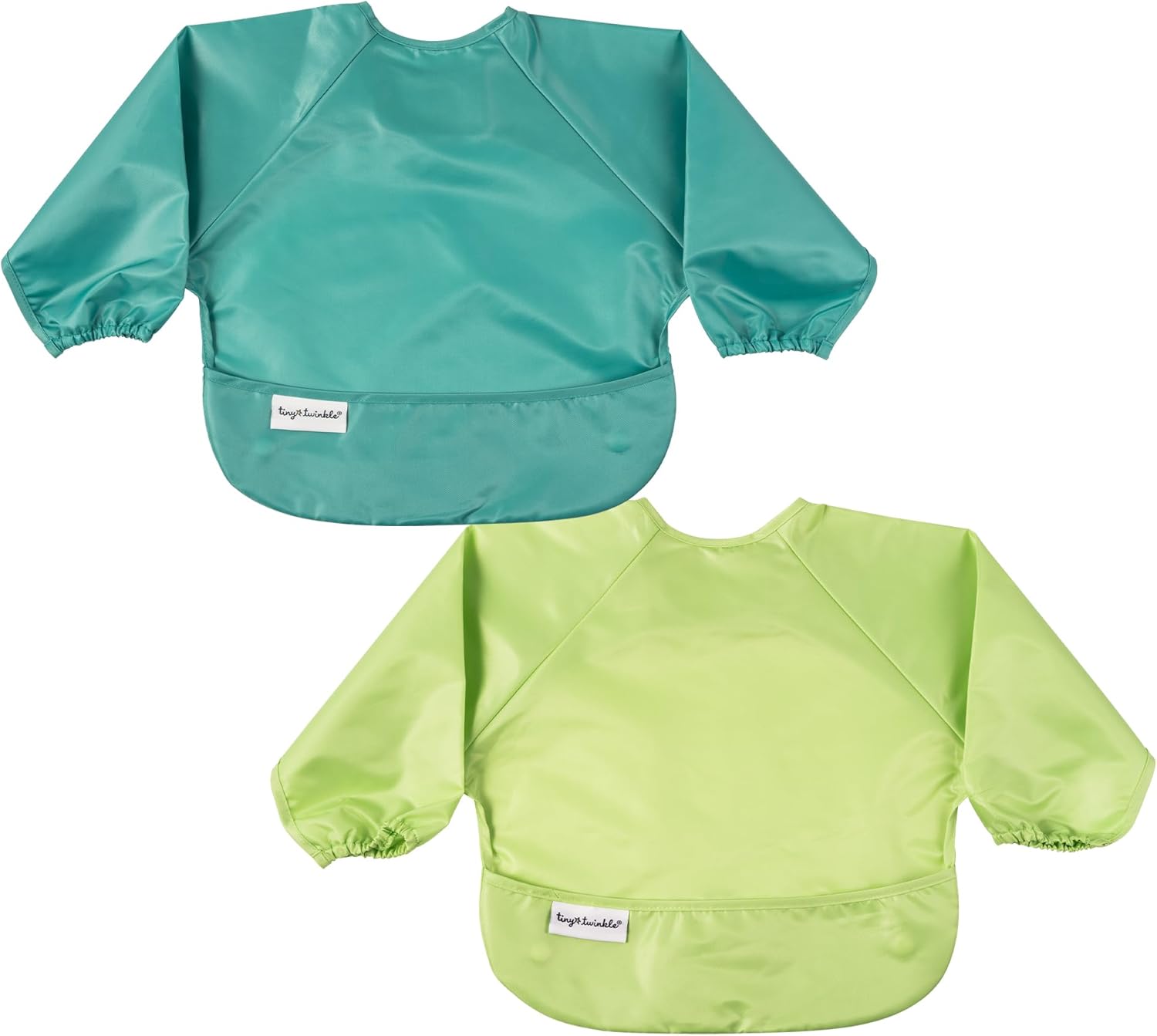 Tiny Twinkle Mess Proof Baby Bib, 2 Pack Long Sleeve Bib Outfit, Waterproof Bibs...