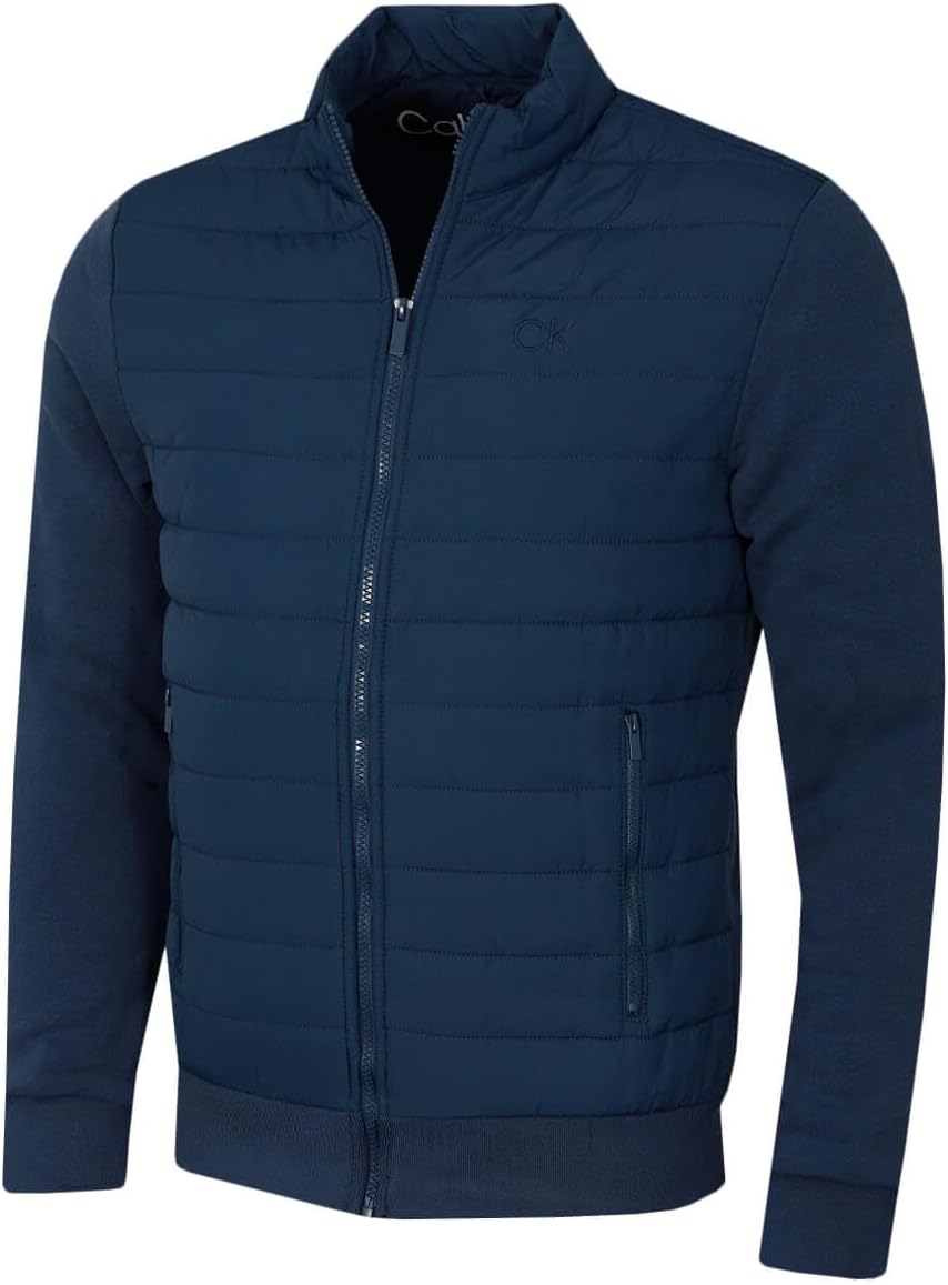 Calvin Klein Mens Hybrid Quilted Fleece Funnel Neck Jacket M North Sea